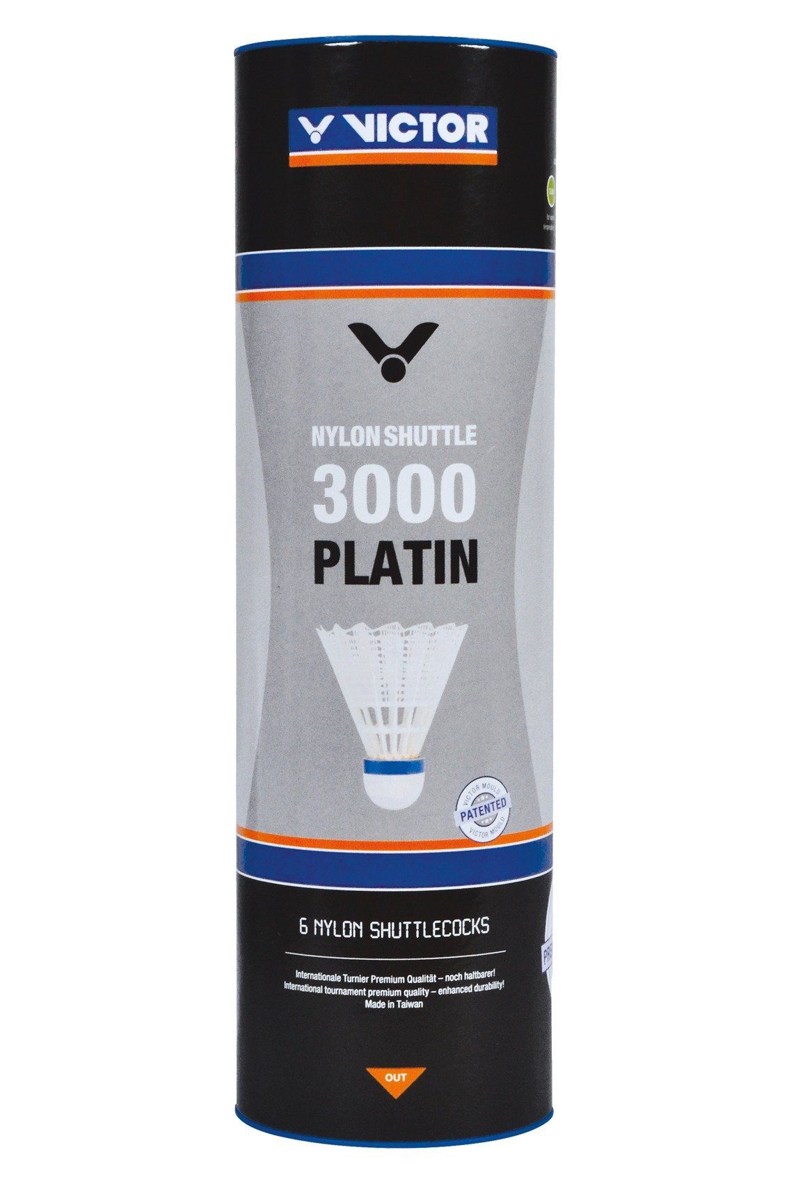 Badmintonball Shuttle 3000 Nylon/Korkfuß Premium+ Dose weiss 6er