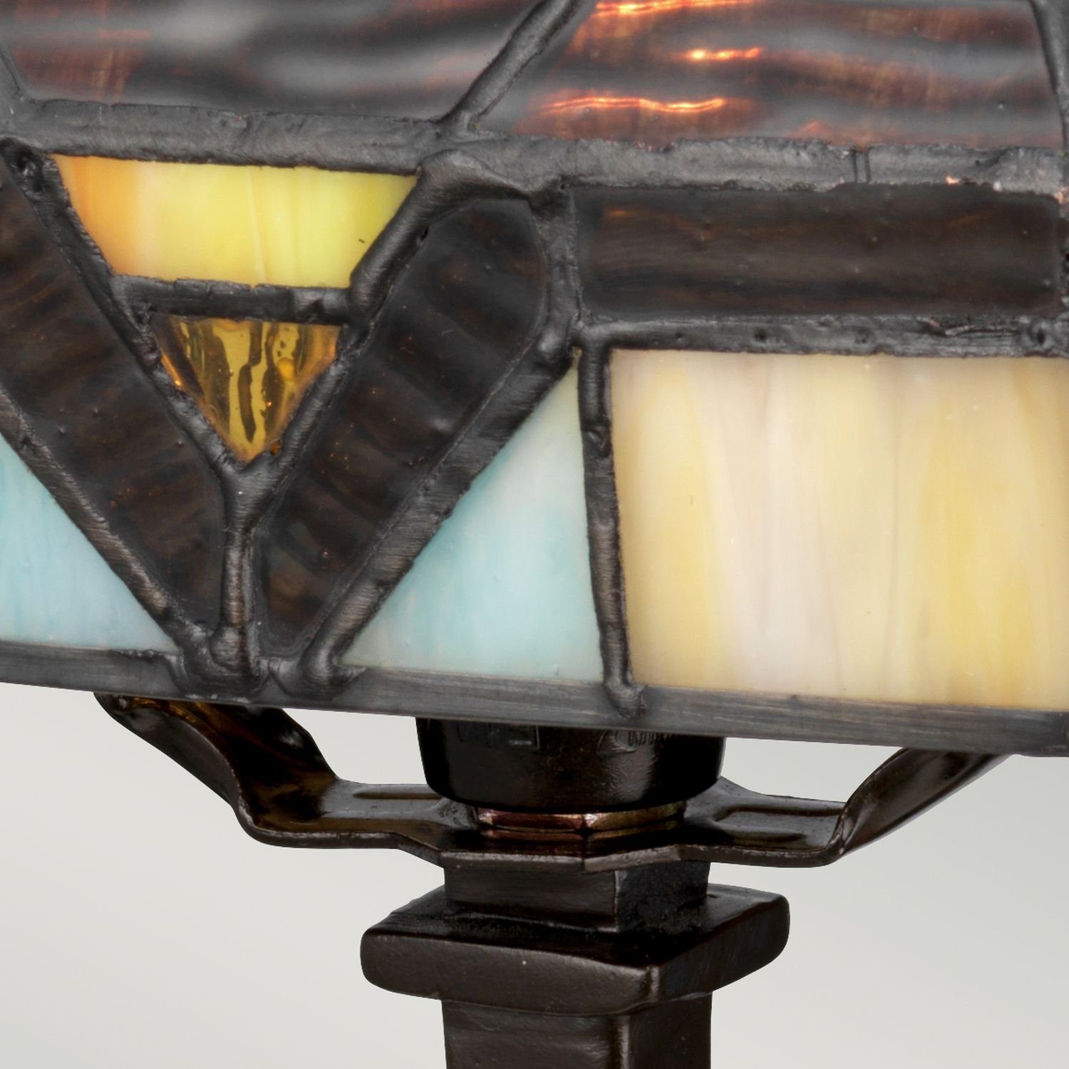 Licht-Erlebnisse Nachttischlampe LILIVA, Tischlampe cm E14 Tiffany Beleuchtung Leuchtmittel, ohne Metall Stil Gelb Glas 30,5
