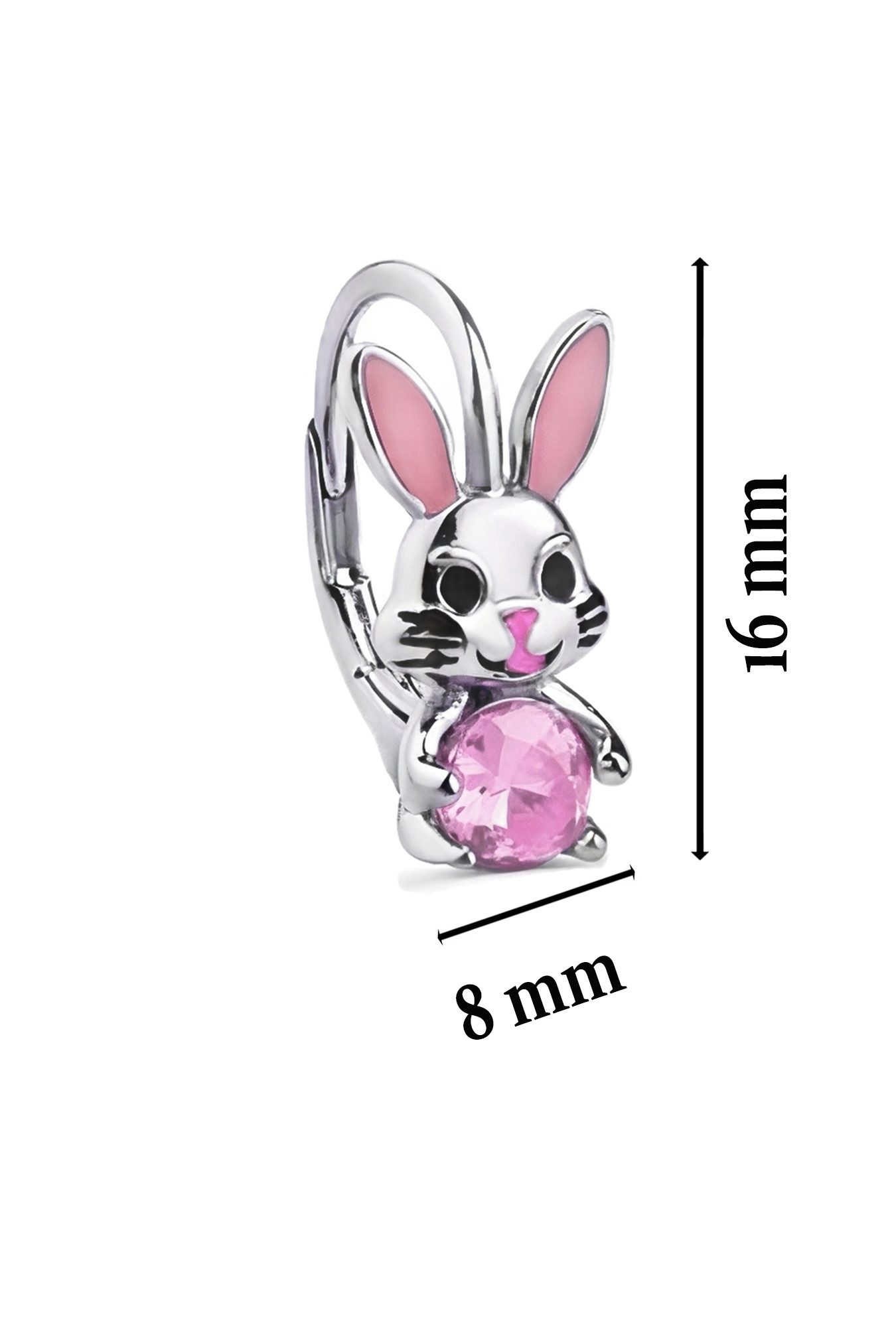 Limana Paar Ohrhänger Brisuren Ohrringe 925 Silber rosa Hase Mädchen Damen Kinder Zirkonia (inkl. Schmuckbox), Geschenk Idee Ostern Weihnachten Geburtstag Einschulung Schulanfang
