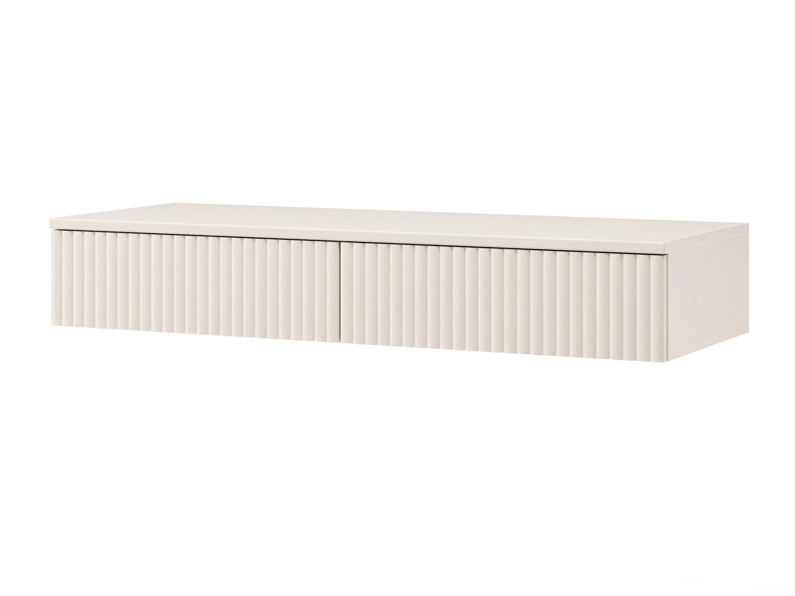 Beautysofa Schminktisch Soft Hängend, Rillenfronten & Push-to-Open-System (mit zwei Schubladen, In der trendigen Farbe Kaschmir), Breite: 100 cm