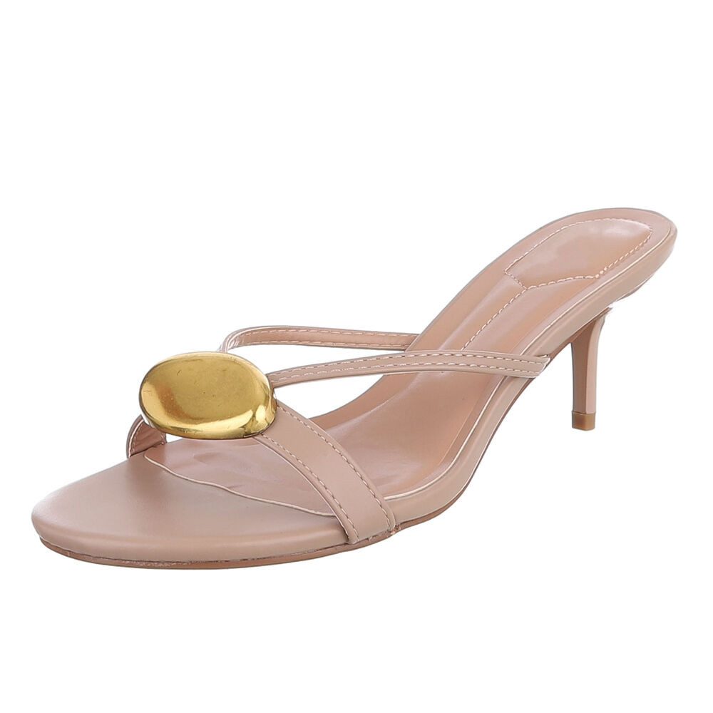 Ital-Design Elegante Damen Sandalen mit goldenem Detail für Anlässe Pantole günstig online kaufen