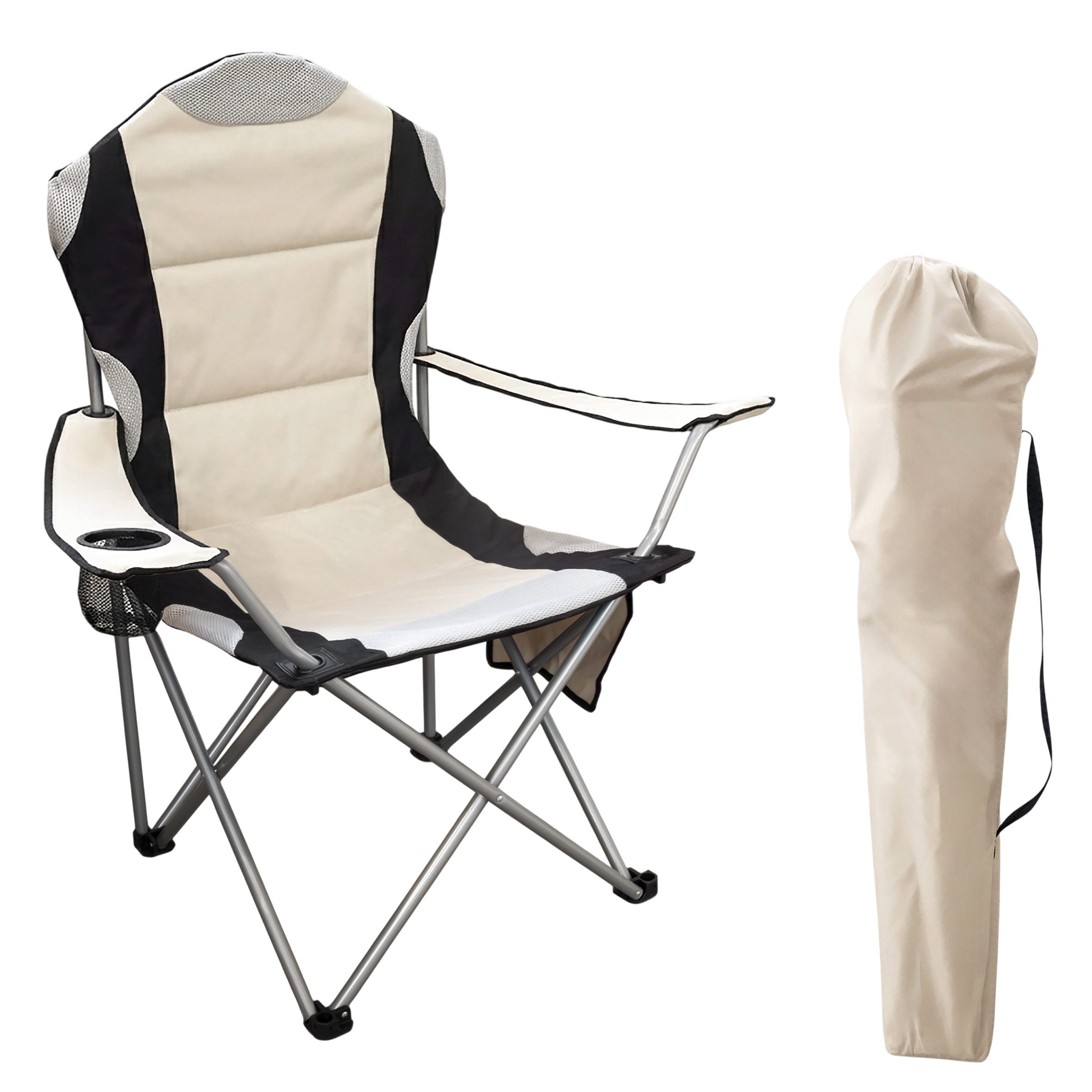 Spetebo Regiestuhl Regie Klappstuhl DELUXE mit Getränkehalter - beige