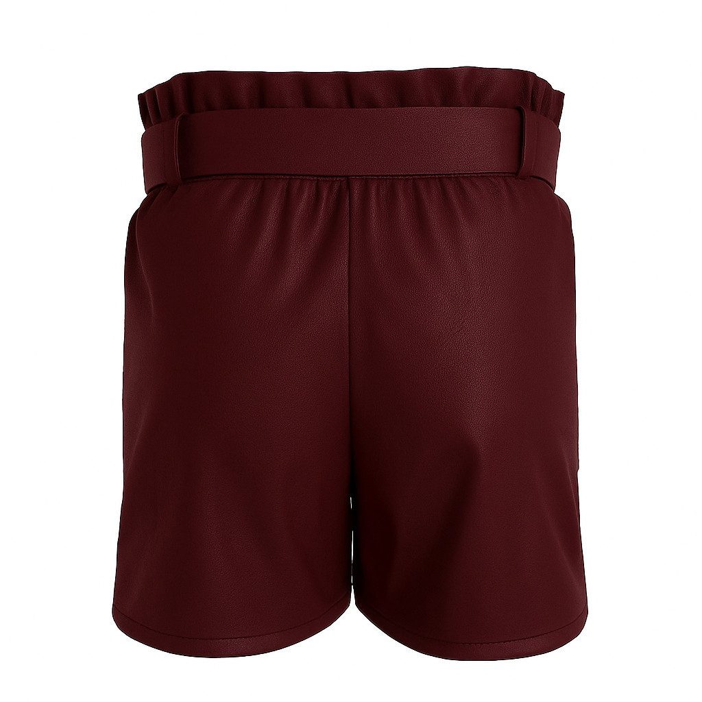 Mississhop Lederimitathose Damen Shorts aus Kunstleder mit Gürtel M.402