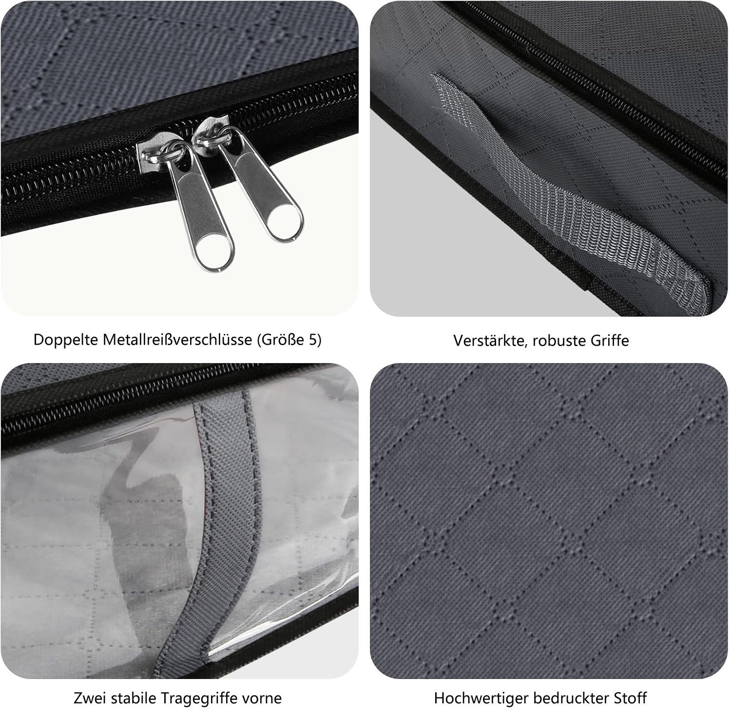 Zaewry Unterbettkommode Unterbett Aufbewahrungsbox mit deckel transparente Aufbewahrungstasche (2 St), Faltbare, für Kleidung, Kissen, Bettdecken und Bettwäsche – Bild 3 von 5