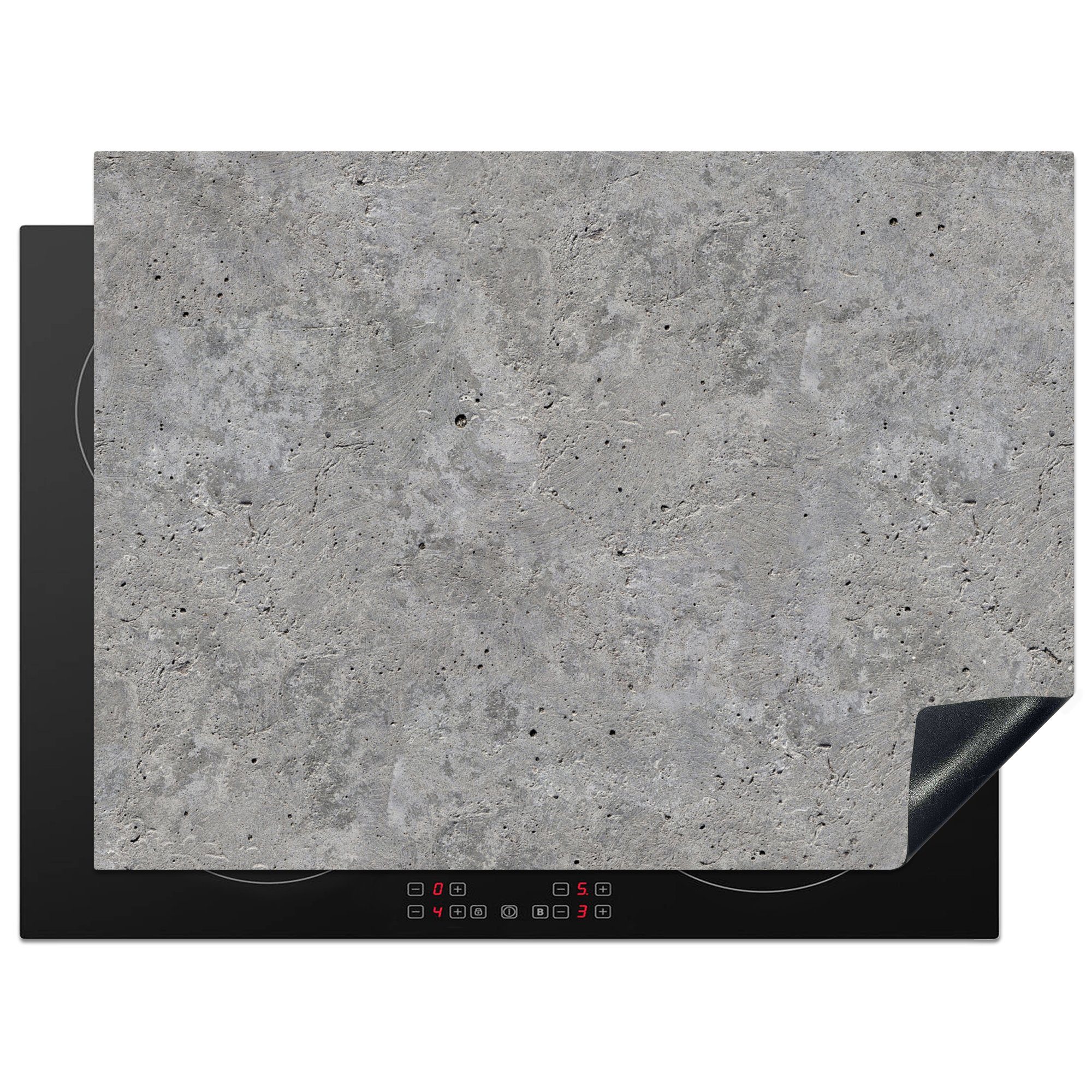 MuchoWow Herd-Abdeckplatte Beton - Schiefer - Grau - Betonoptik/print, Vinyl, (1 tlg), Küche Herdabdeckung Ceranfeld Induktionsfeld Vinyl, 65x50 cm