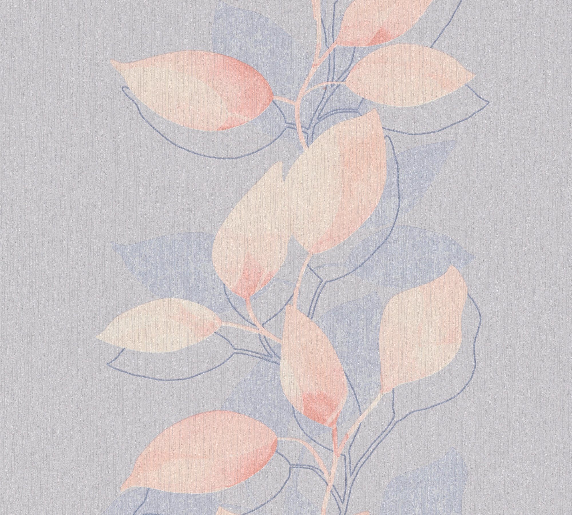 A.S. Création Vliestapete Attractive, botanisch, floral, Tapete Blumen rosa/blau/grau