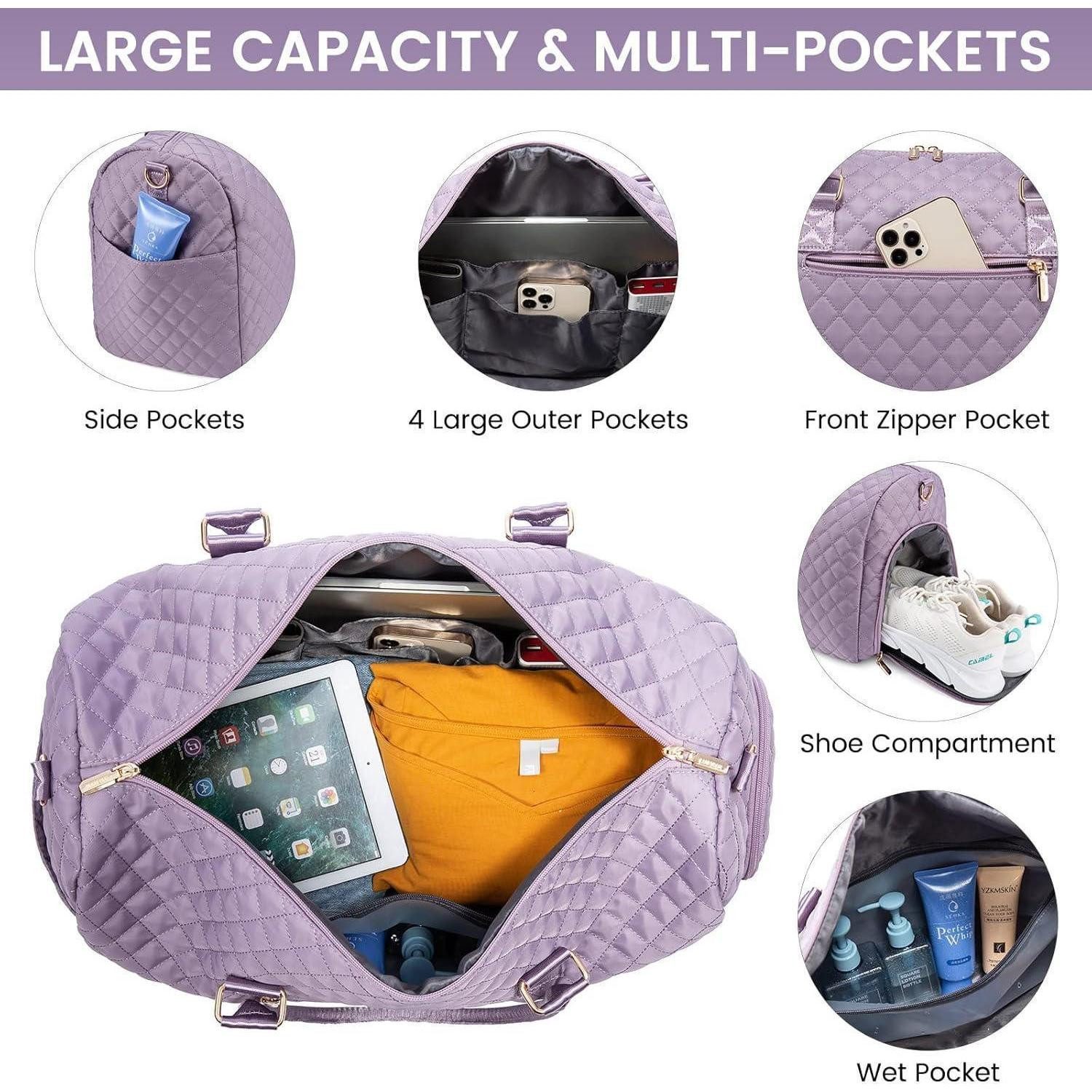 LuxusKollektion Reisetasche Sporttasche Damen Reisetasche Weekender wasserdicht Hellviolett
