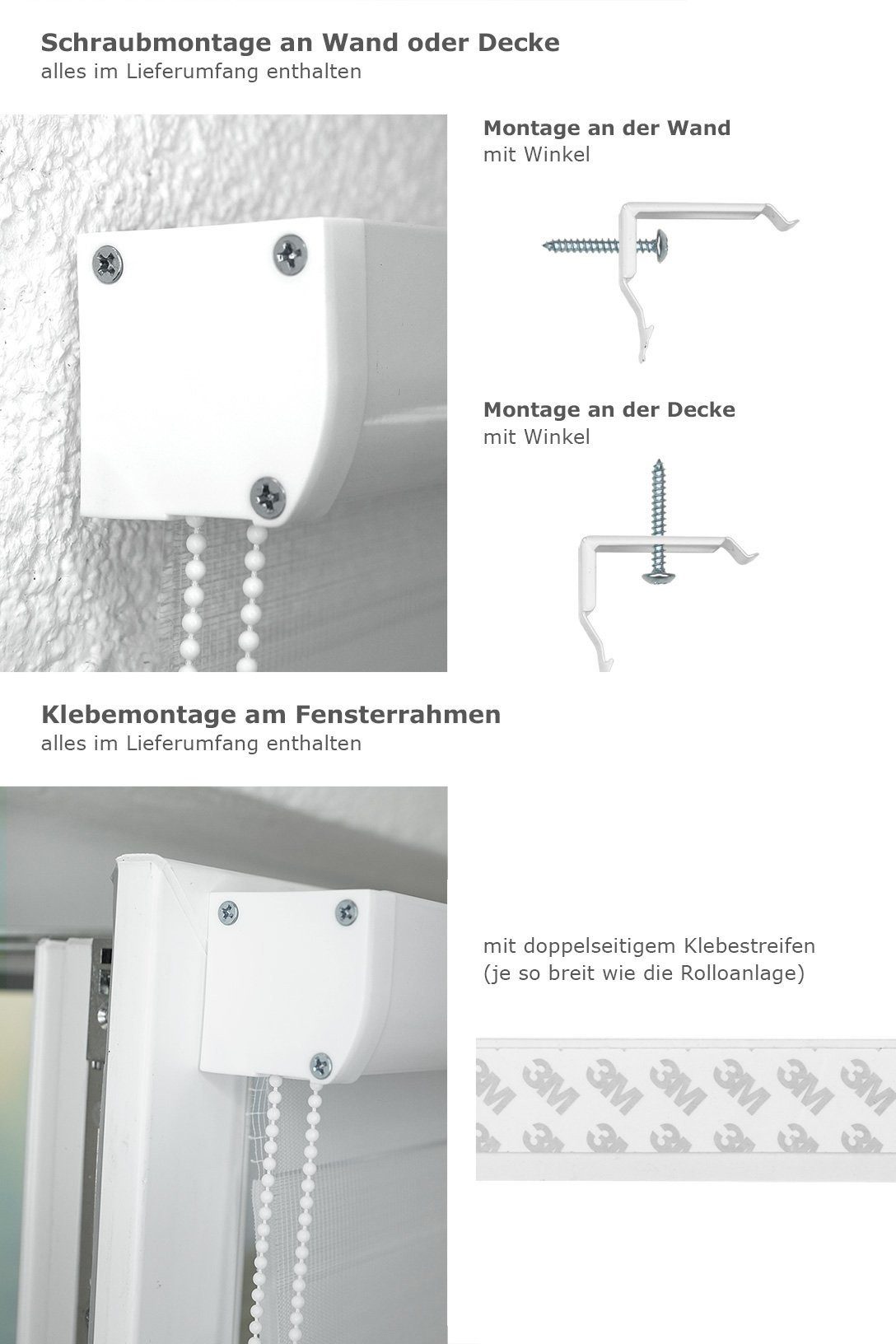 Rollo Kassette Weiß, LYSEL®, blickdicht, HxB 175x50cm