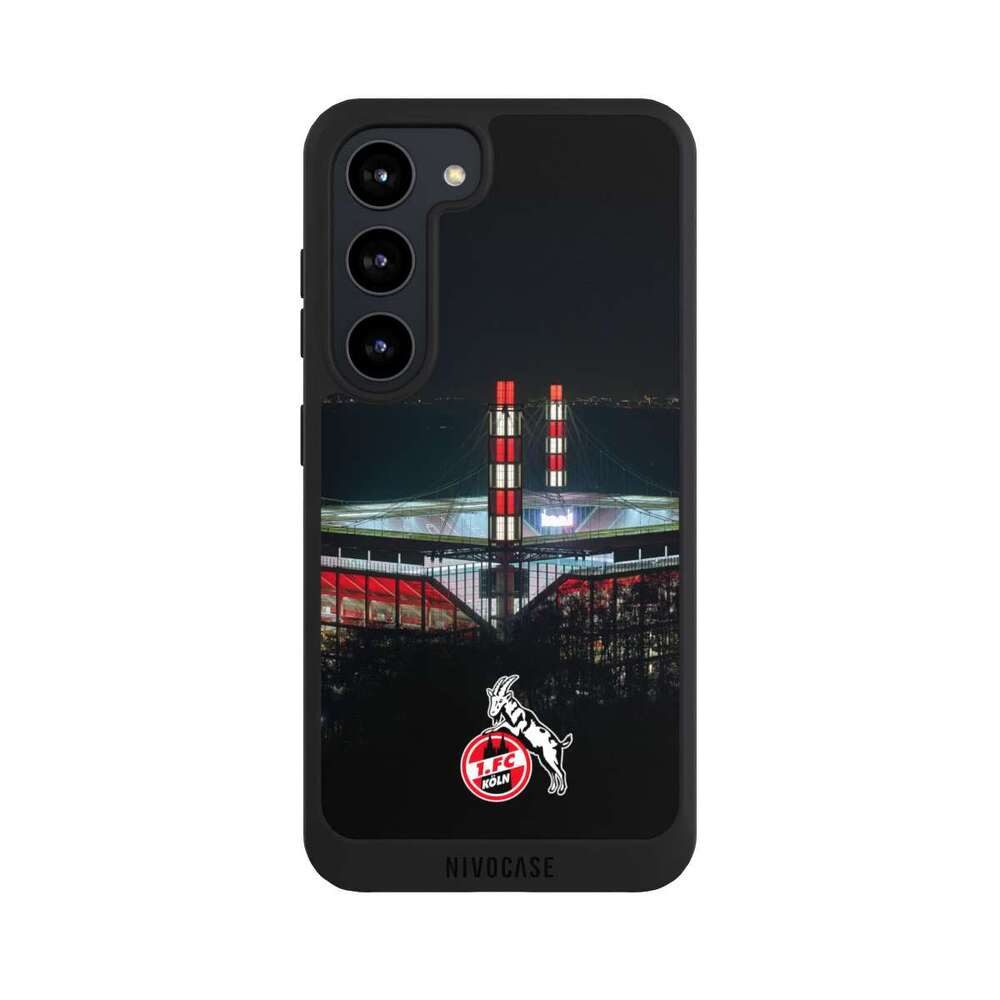 NIVOCASE Handyhülle 1. FC Köln Stadion Offizielles Lizenzprodukt Köln Stadion Nacht, Samsung Galaxy S23 Handyhülle Hülle NIVOpure Case Schwarz