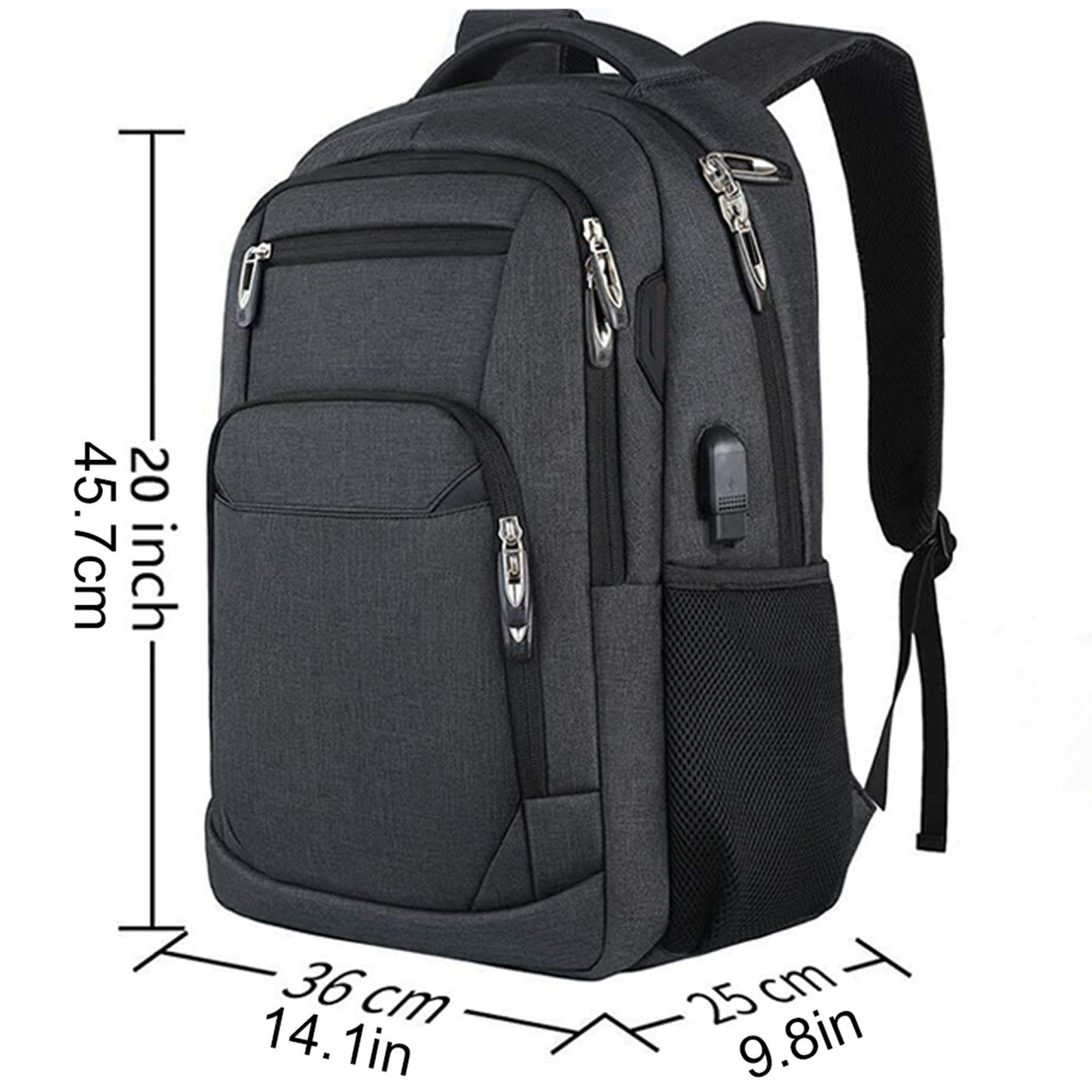 REDOM Laptoprucksack Laptop Rucksack Rucksäcke Schulrucksack Wasserbeständig Laptoptasche (Laptop Notebook Tasche Schule Uni Rucksack, 1-tlg., Anti-Diebstahl, Backpack mit Laptopfach, Sportrucksack, mit USB-Anschluss), fur Herren Damen Jungen Teenager Freizeit Arbeit Business Reisen