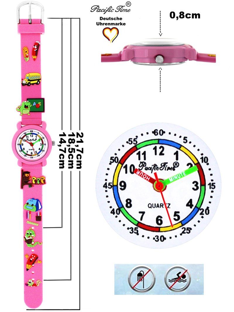 Silikonarmband, Kinder Time Schulstart Gratis Armbanduhr Pacific Versand Lernuhr rosa Quarzuhr