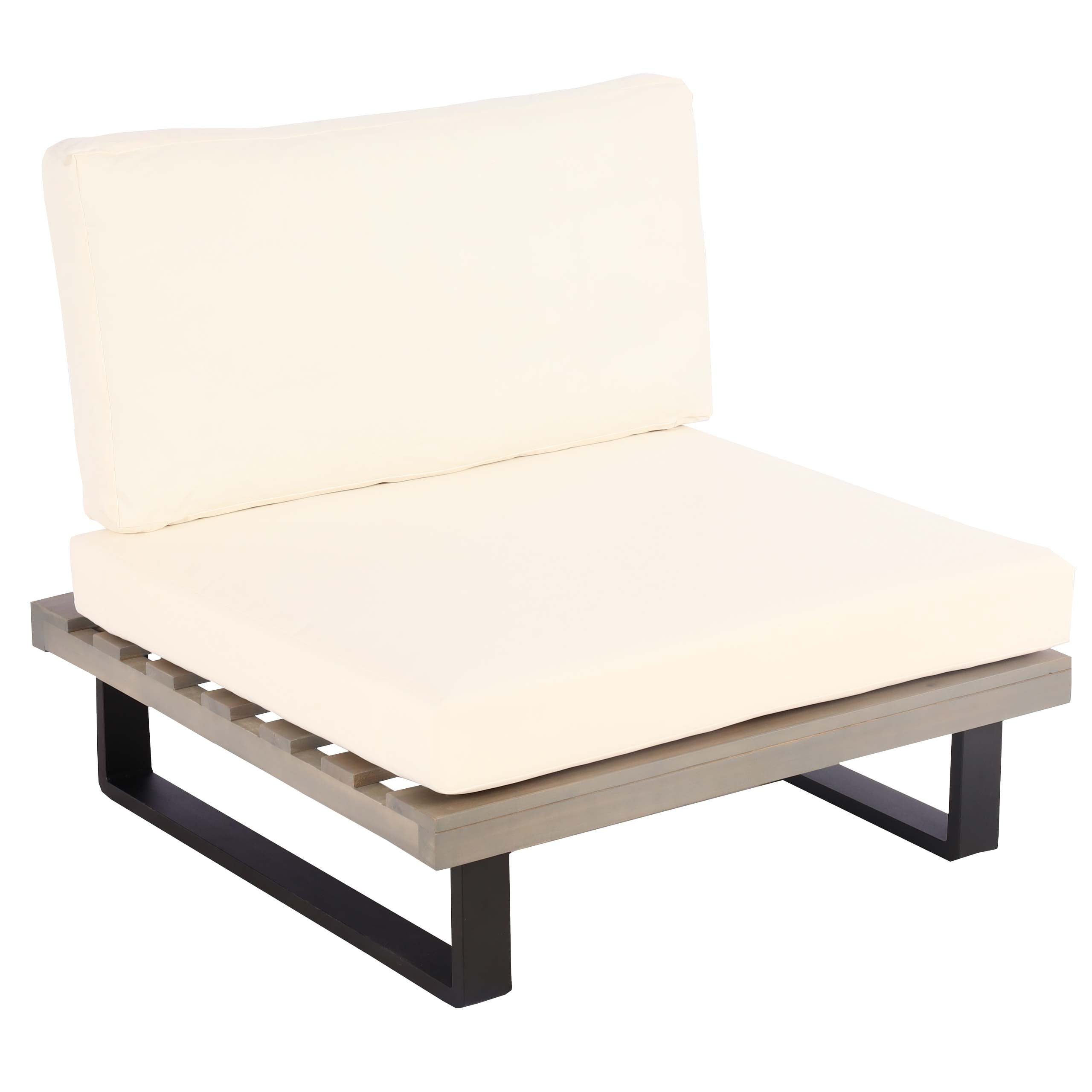 PROREGAL® Gartenlounge-Sessel Garten-Sessel Akazie Holz Aluminium Hellbraun/Grau/Braun
