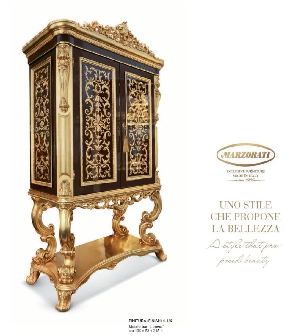 Xlmoebel Barschrank Goldene Hausbar mit Weinregal und Stauraum für Gläser und Flaschen (Barschrank) Hergestellt in Europa