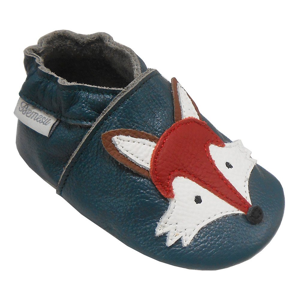 Bemesu Weiche Leder Пинетки  Baby Lauflernschuhe Lederpuschen Grün Fuchs Krabbelschuh Rutschfest