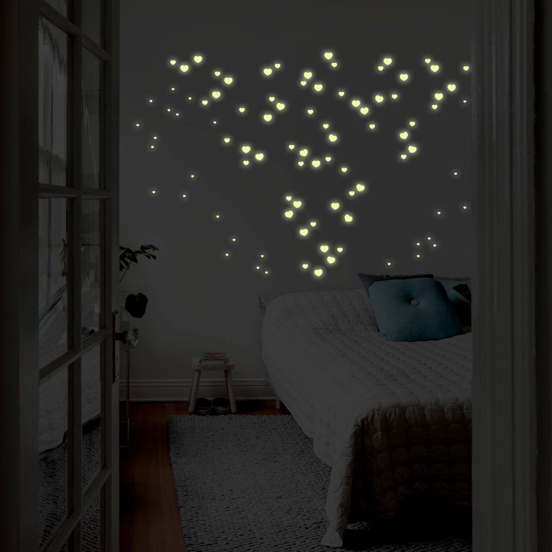 Nachtlicht (1 Herz Wandtattoo Wall-Art St) Leuchtsticker