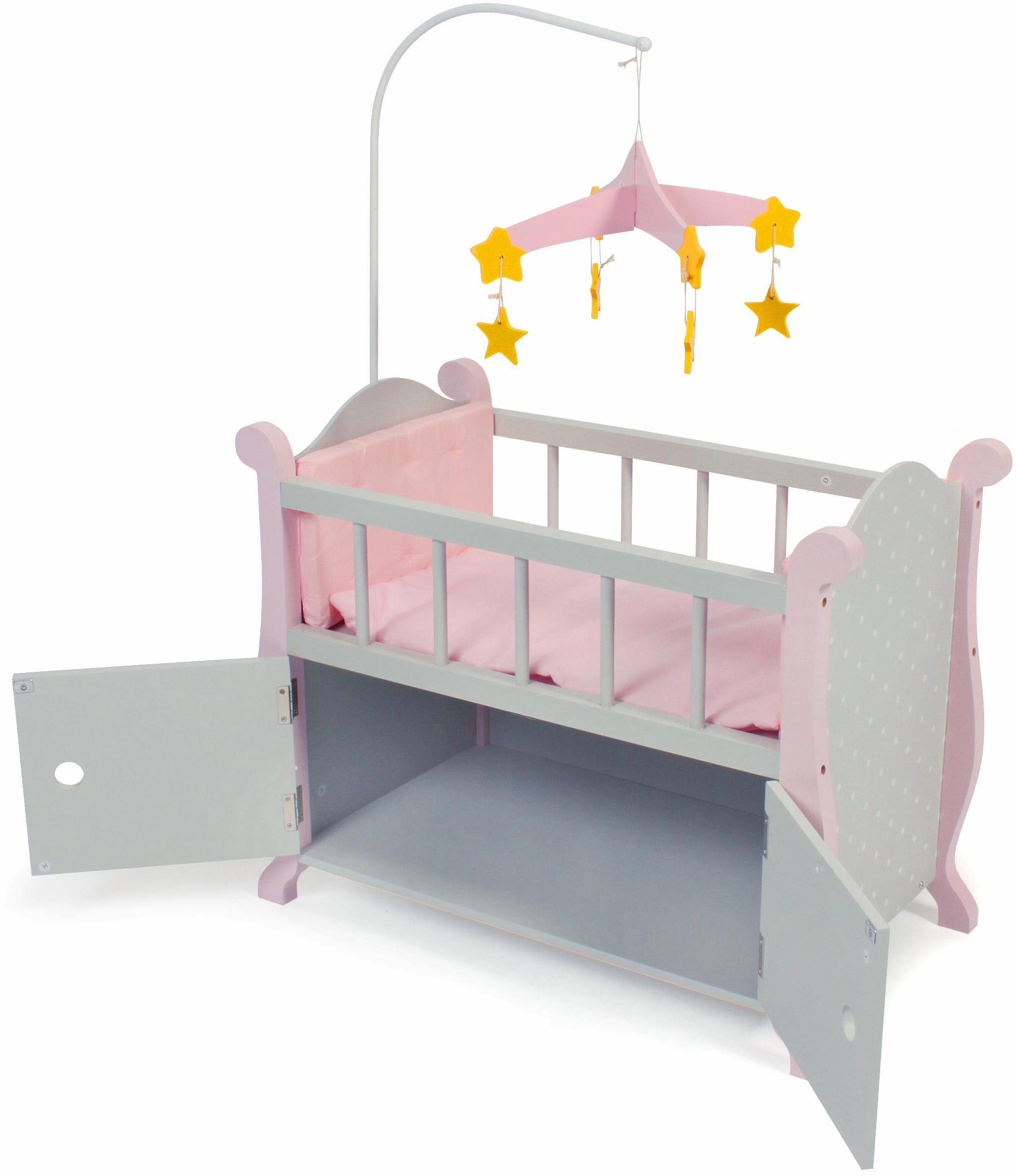 CHIC2000 Puppenbett Holzspielzeug, mit Mobile Grey, Holz aus Puntos