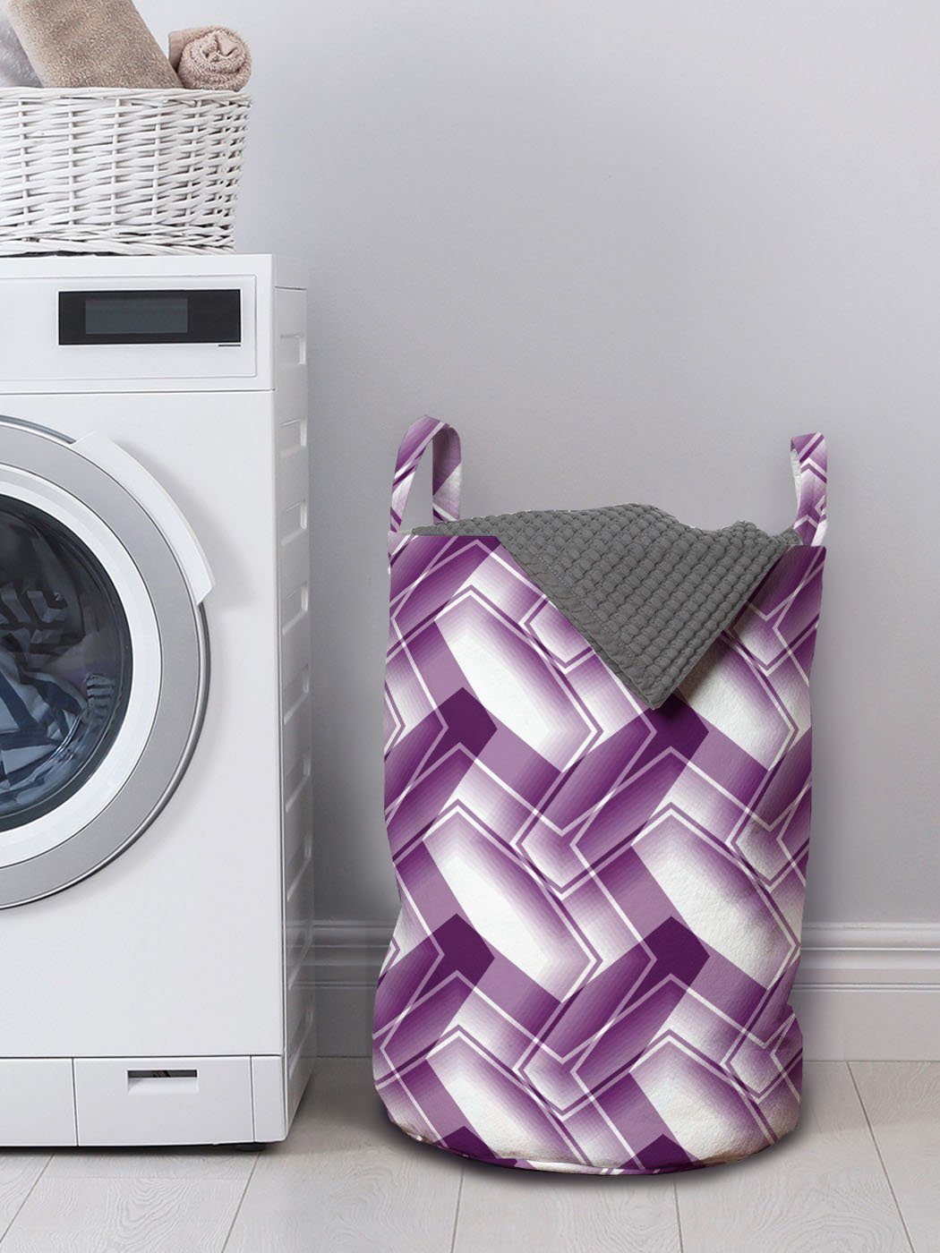 Abakuhaus Wäschesäckchen Wäschekorb Abstrakt mit Waschsalons, Shapes Trippy Griffen Digitale Kordelzugverschluss für