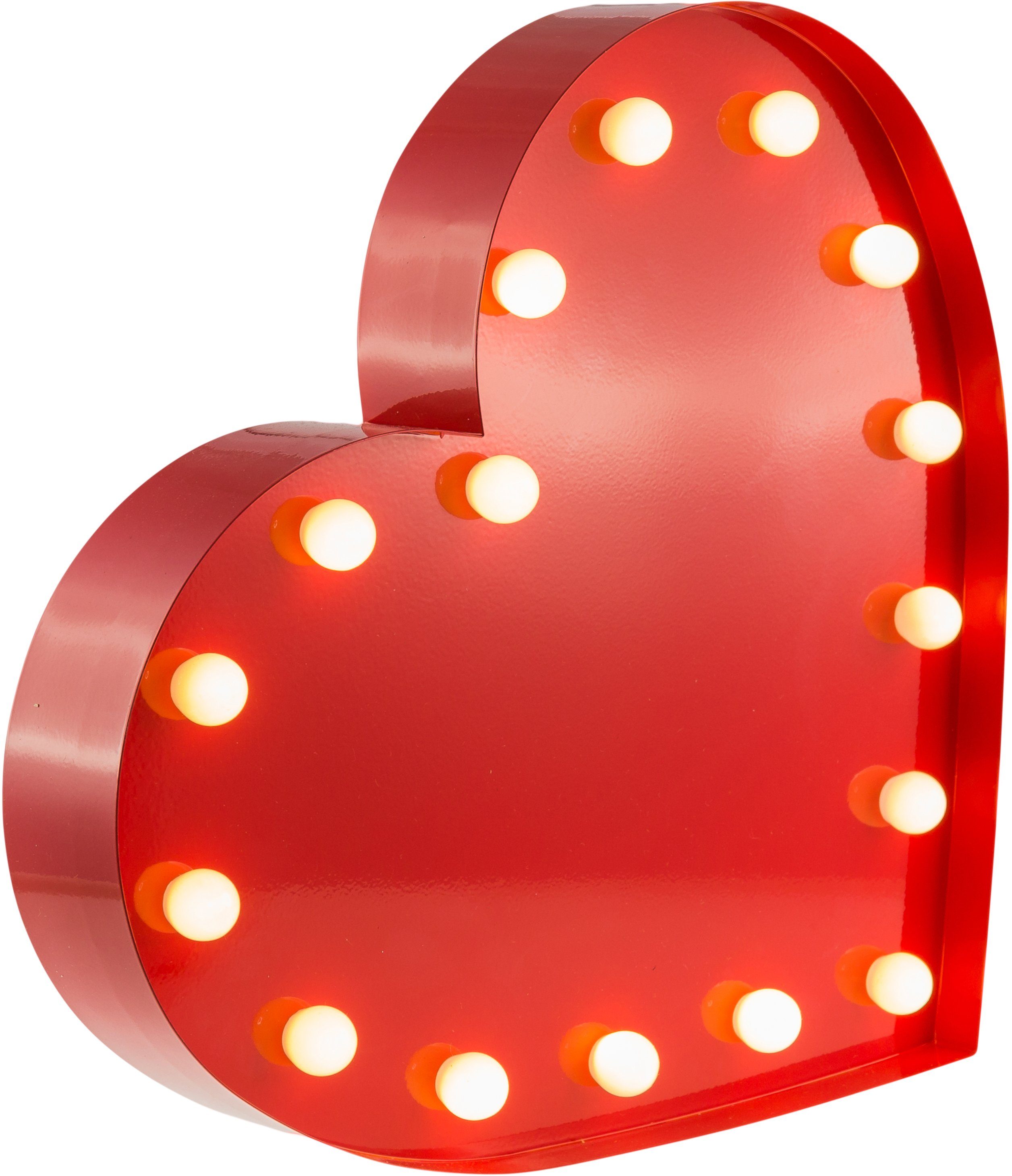 festverbauten Wandlampe, fest - MARQUEE Warmweiß, Tischleuchte U, I 36 integriert, LED cm Herz I 69x31 U LEDs Heart LIGHTS Tischlampe mit