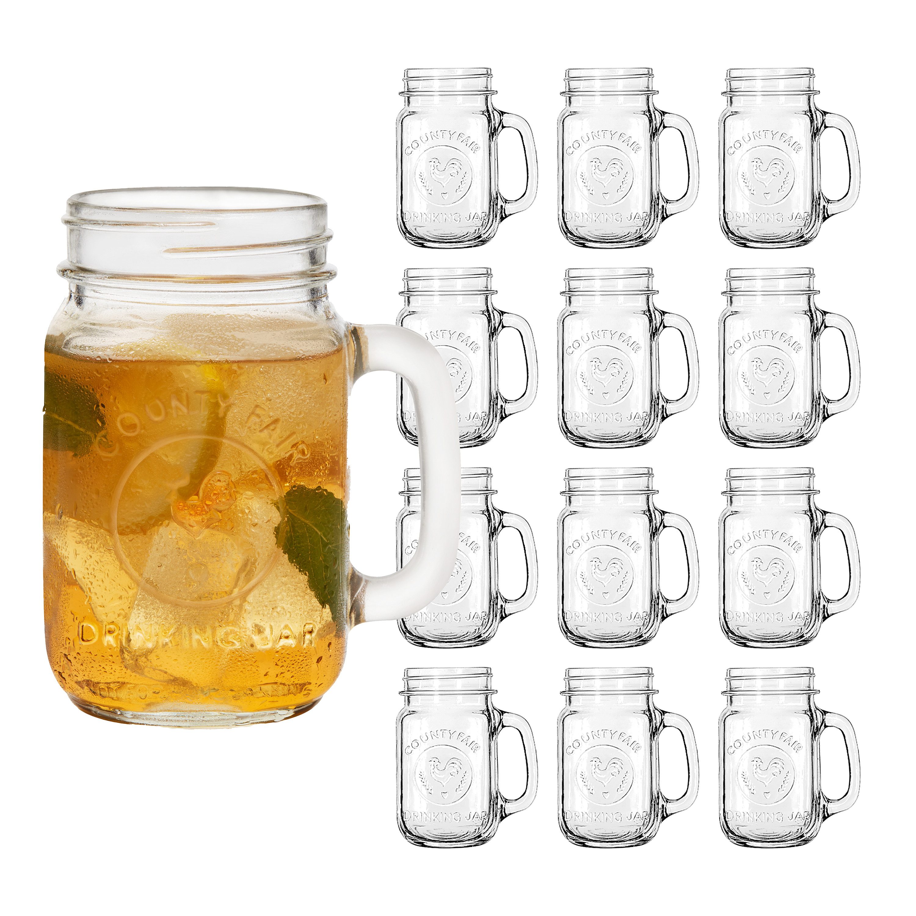 LIBBEY Gläser-Set Libbey Trinkglas, 12er Set -DRINKING JARS- im Landhausstil, 12-tlg., Glas, 488 ml, hochwertig verarbeitet, im modernen Design