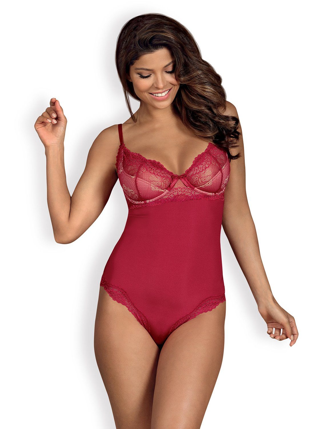 Obsessive Body Body Rosalyne weinrot mit Spitze Blumenmuster elastisch