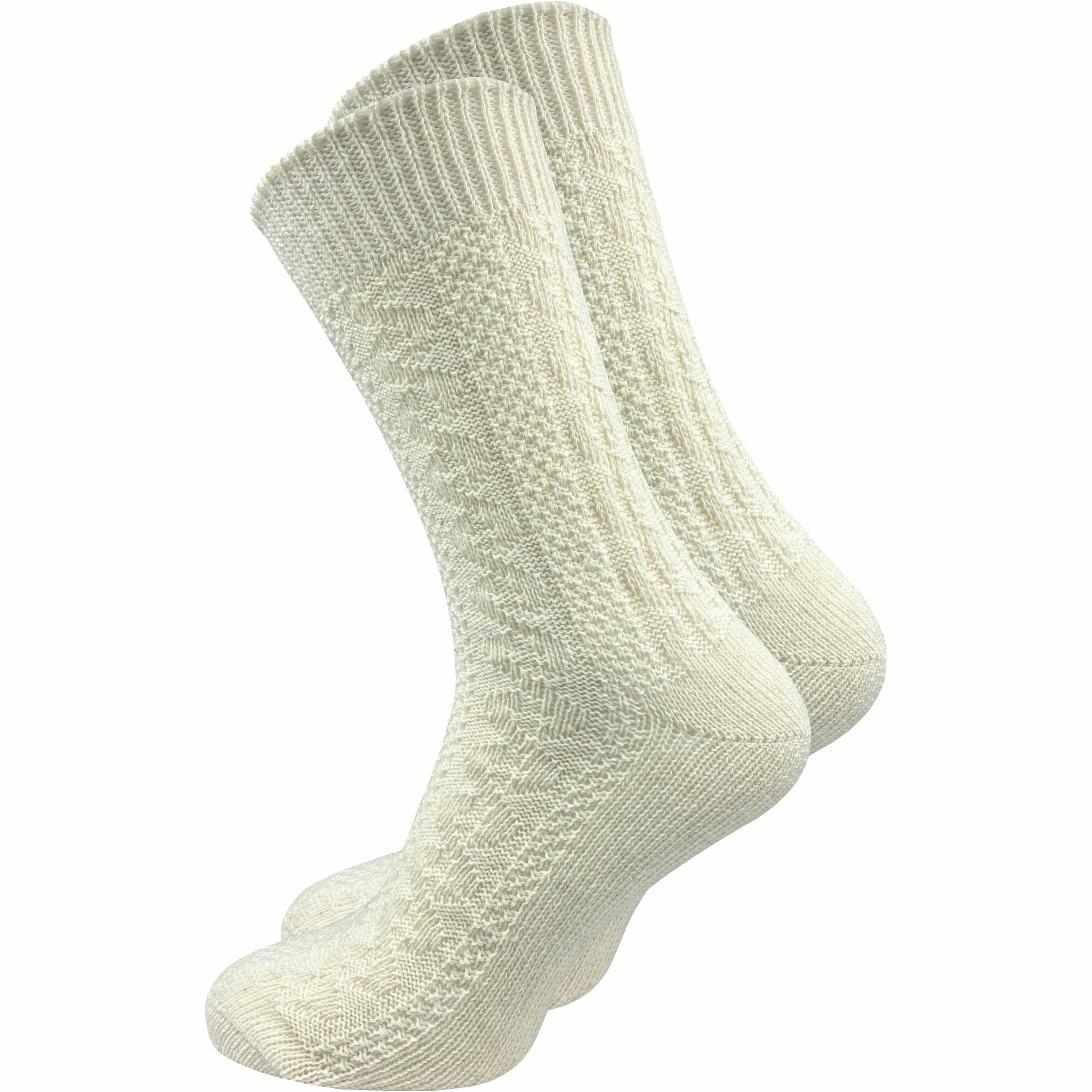 GAWILO Trachtensocken für Herren mit urigem Zopfmuster in grau & natur mit günstig online kaufen