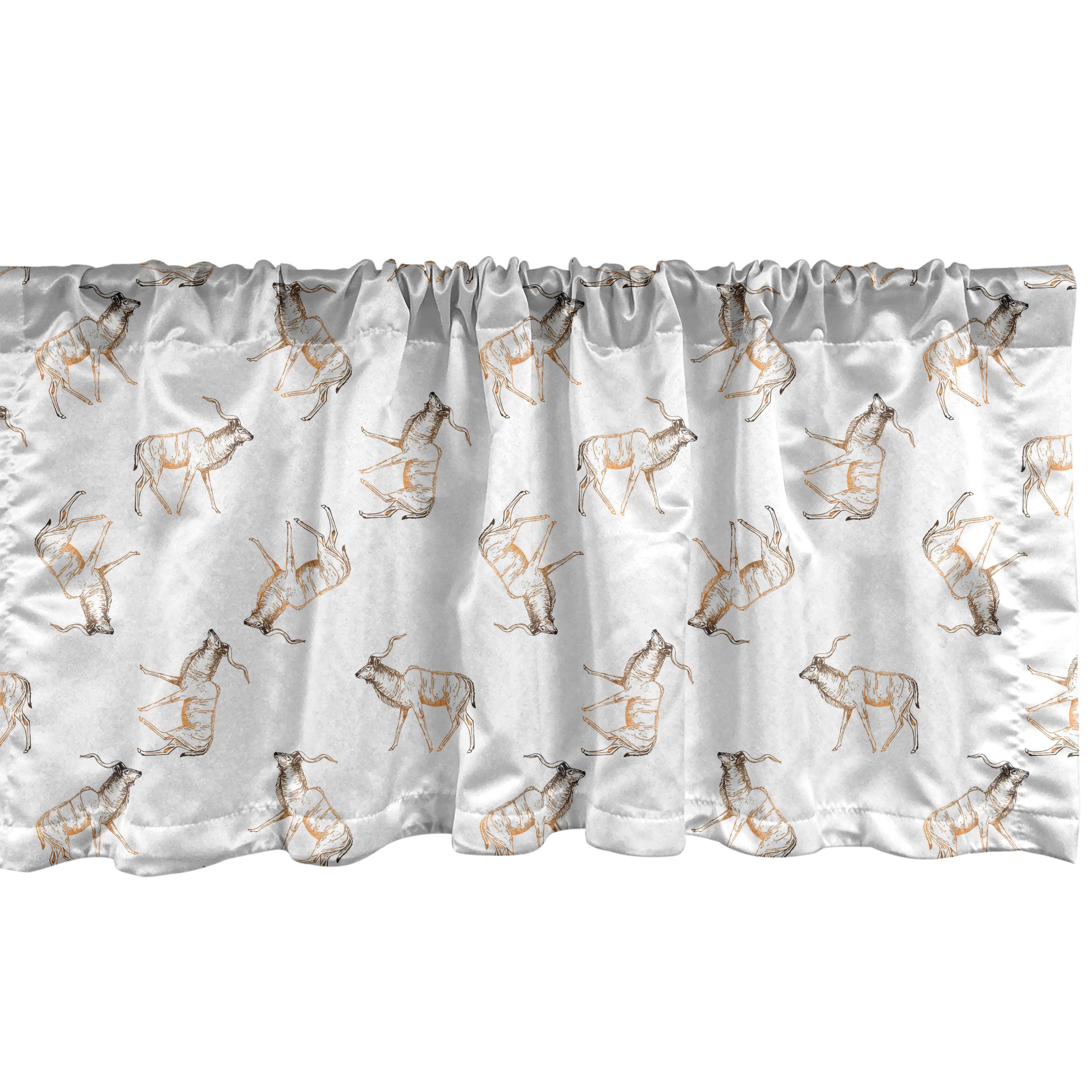 Scheibengardine Vorhang Volant für Küche Schlafzimmer Dekor mit Stangentasche, Abakuhaus, Microfaser, Antilope Detaillierte Skizze Tierkunst