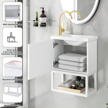 i@home Waschbeckenschrank Badmöbel Waschbecken mit Unterschrank 40 cm, Einsatz-Waschbecken (2-teiliges Set) Badezimmermöbel