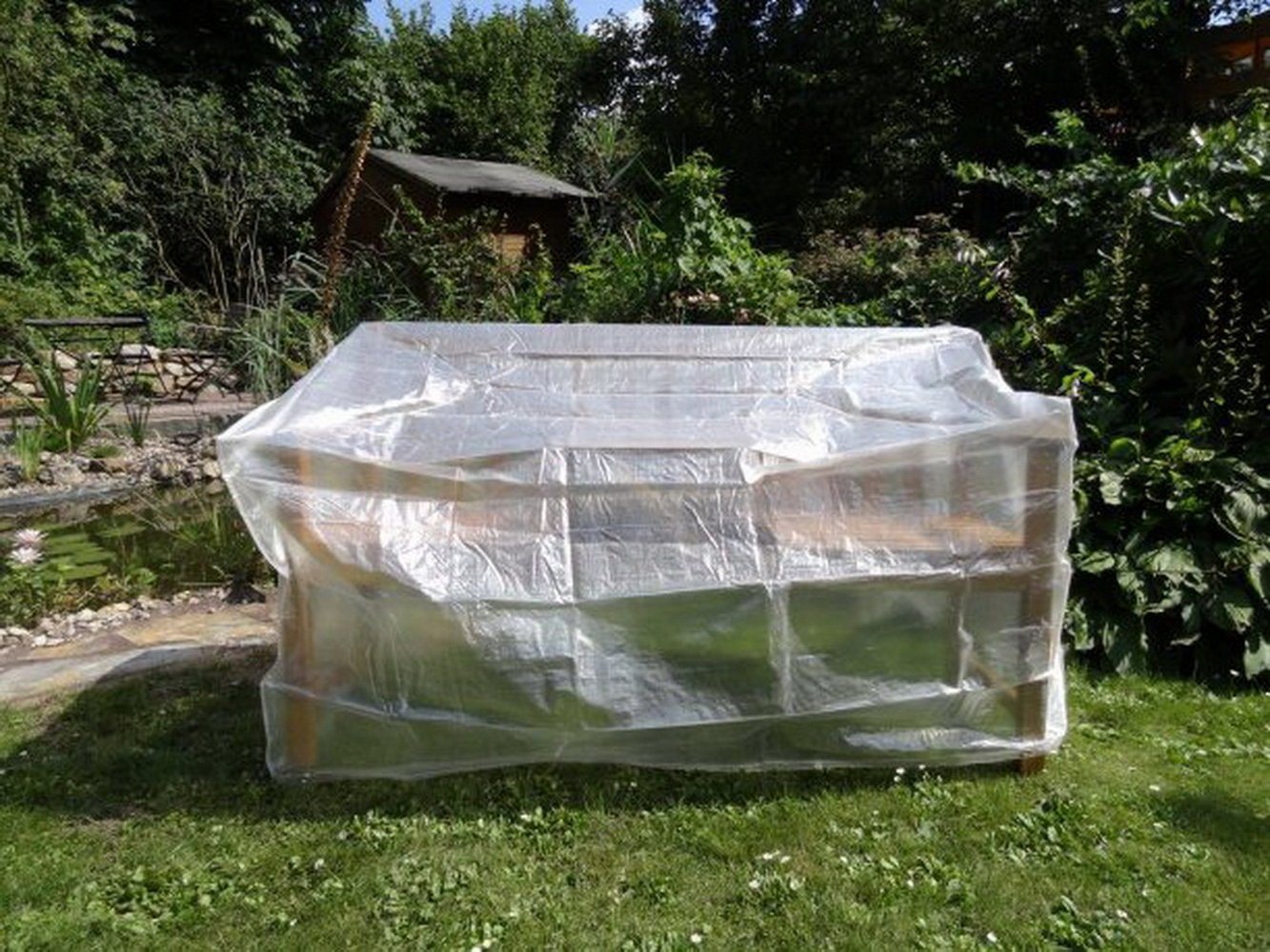 Thumbnail - Jürgen Westerholt GmbH Winterschutzhaube Schutzhaube für Gartenbänke Schutzabdeckung Schutzhülle 160 cm Lang, transparen...