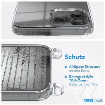 EAZY CASE Handykette 2in1 Metallkette für Apple iPhone 13 Pro Max 6,7 Zoll, Hülle mit Kette Metallkette Slimcover Handykette Umhängetasche Silber