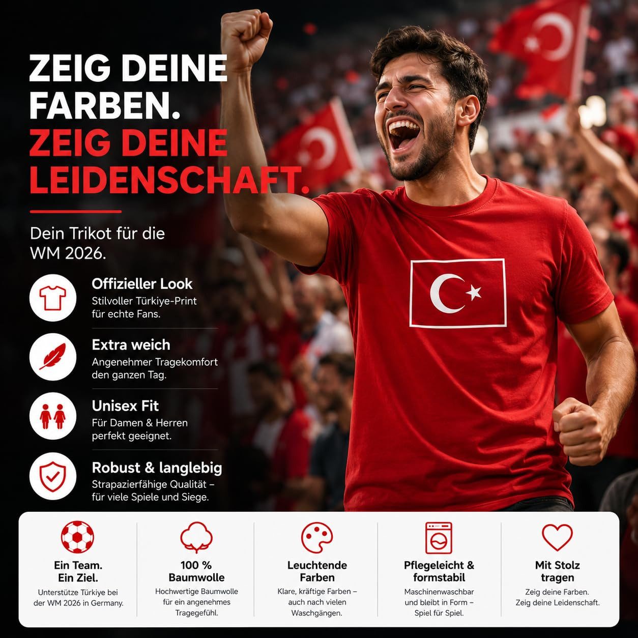 Outdoorn Fußballtrikot Türkei Fan T-Shirt WM 2026 – Fußball Weltmeisterschaft Türkiye Trikot