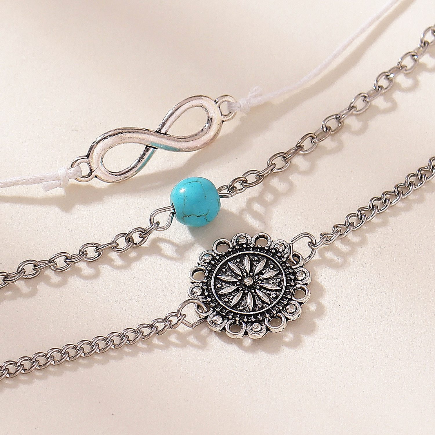 KARMA Fußketten Set Boho Strand Fußschmuck mit Unendlichkeit Symbol (Fußsch günstig online kaufen