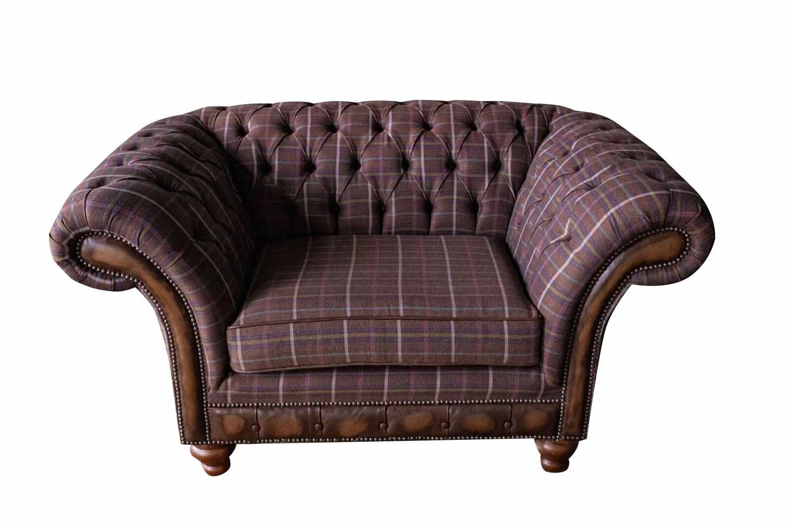 Sessel, Stoff Sitzer Sitz JVmoebel Textil Couch Brauner Europe Sessel Made 1 Chesterfield Polster in