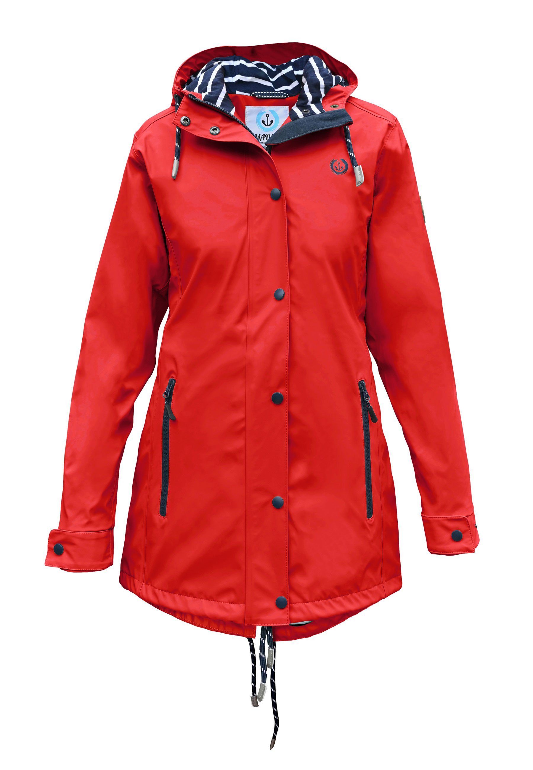 MADSea Regenjacke Friesennerz Rot wasserdichter Regenmantel mit verlängerter Rückenpartie