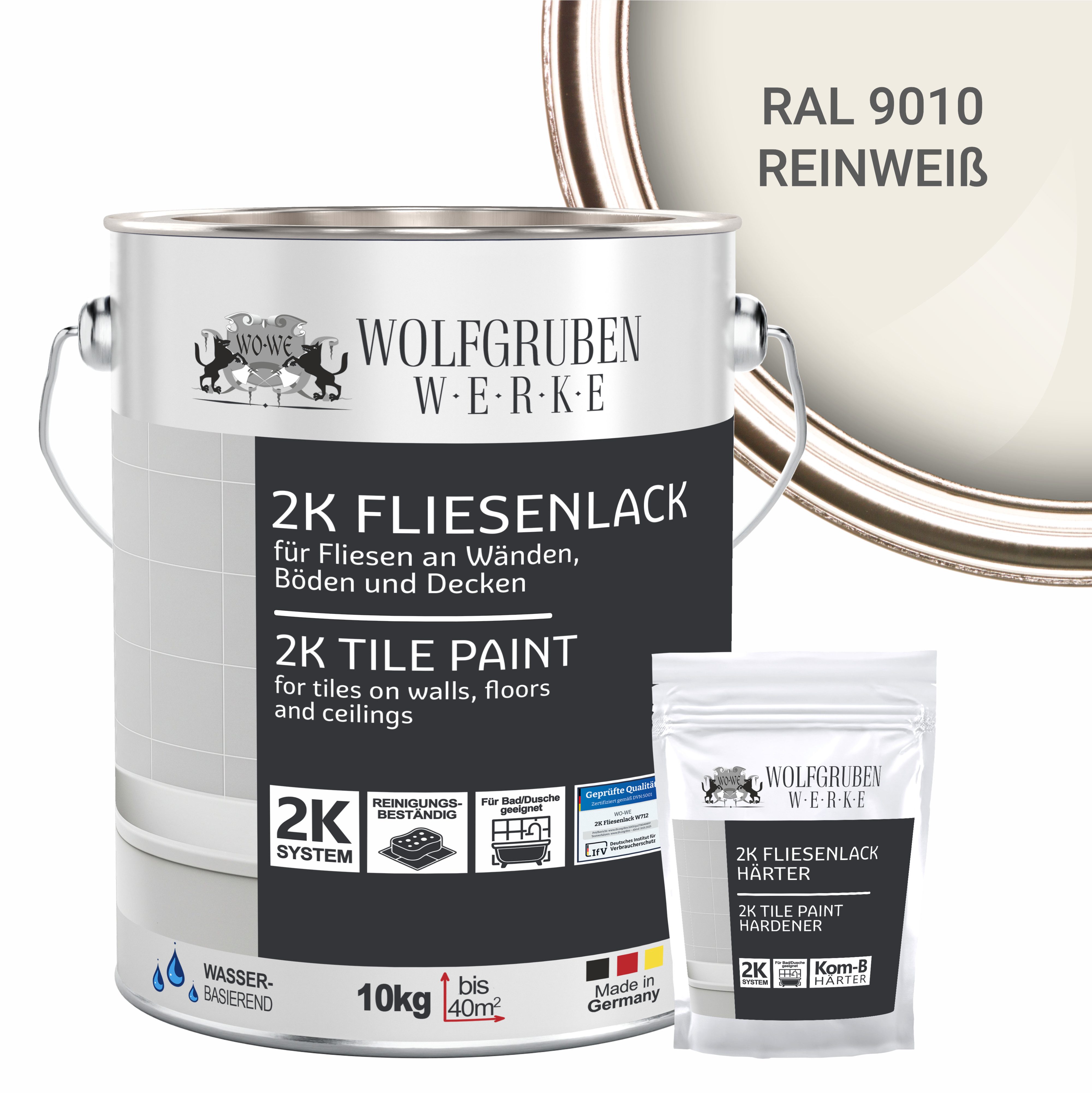 WO-WE Fliesenlack 2K Fliesenfarbe Fliesen Lack Bodenfliesen W712, 2,5-20Kg, MATT, Epoxidharz
