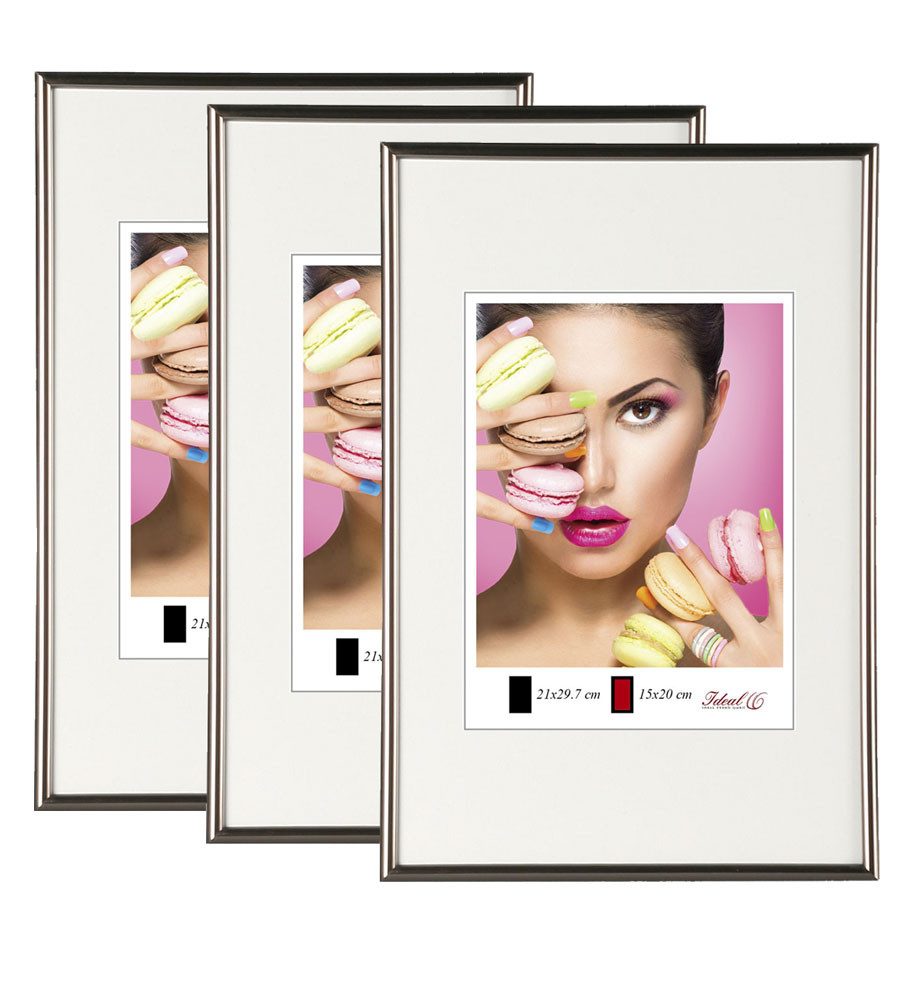 IDEAL TREND Bilderrahmen 2er 3er 5er Pack Photo Style Set Bilderrahmen Wanddeko Collage Poster, für 3 Bilder (3 St), Hochwertiger Kunststoffrahmen halbrunde Leiste Echtglas MDF-Rückwand