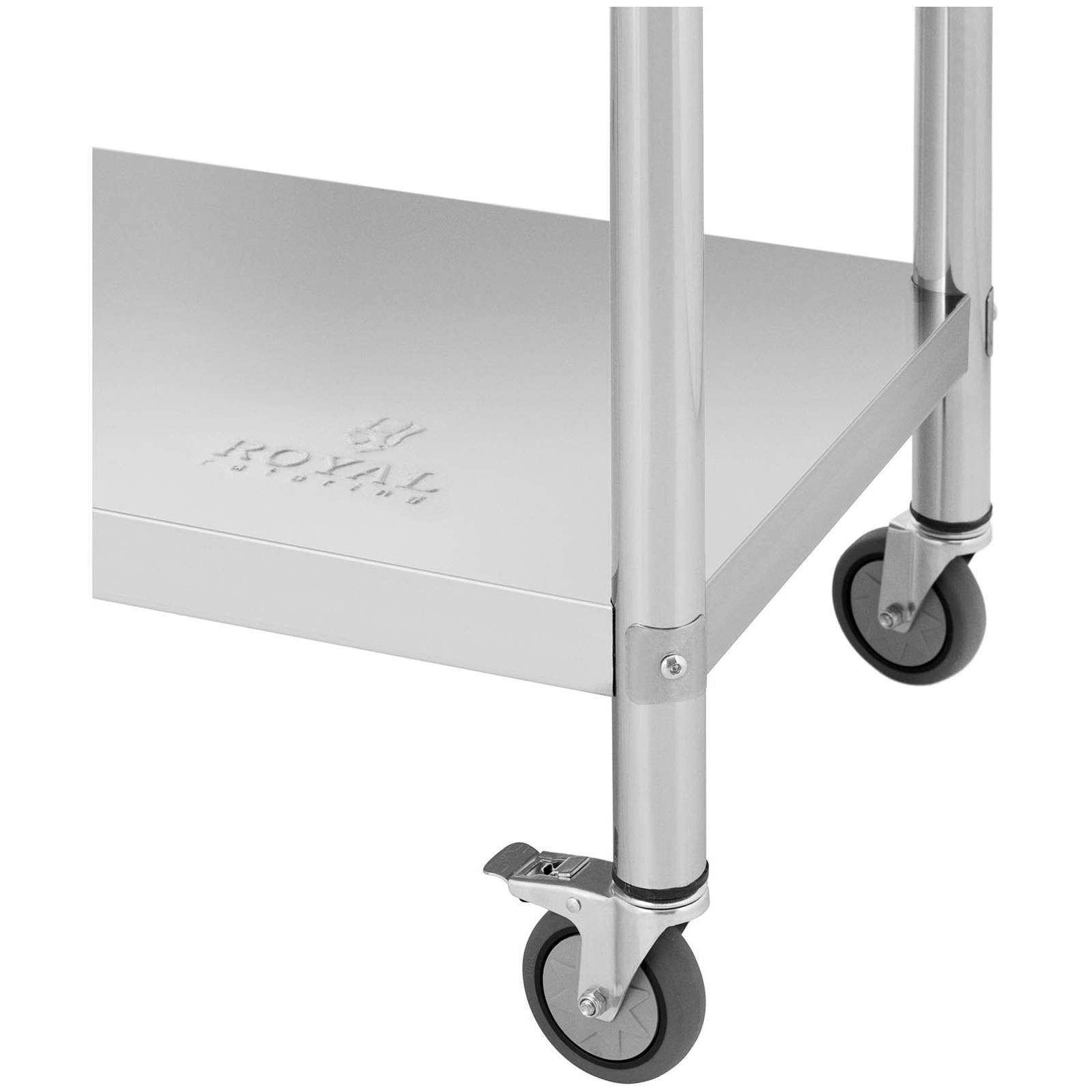 Royal Catering Arbeitstisch 60 x 150 cm Rollbarer Edelstahltisch Aufkantung Gastrotisch 160 kg, verschiedene Größen – Bild 4 von 5