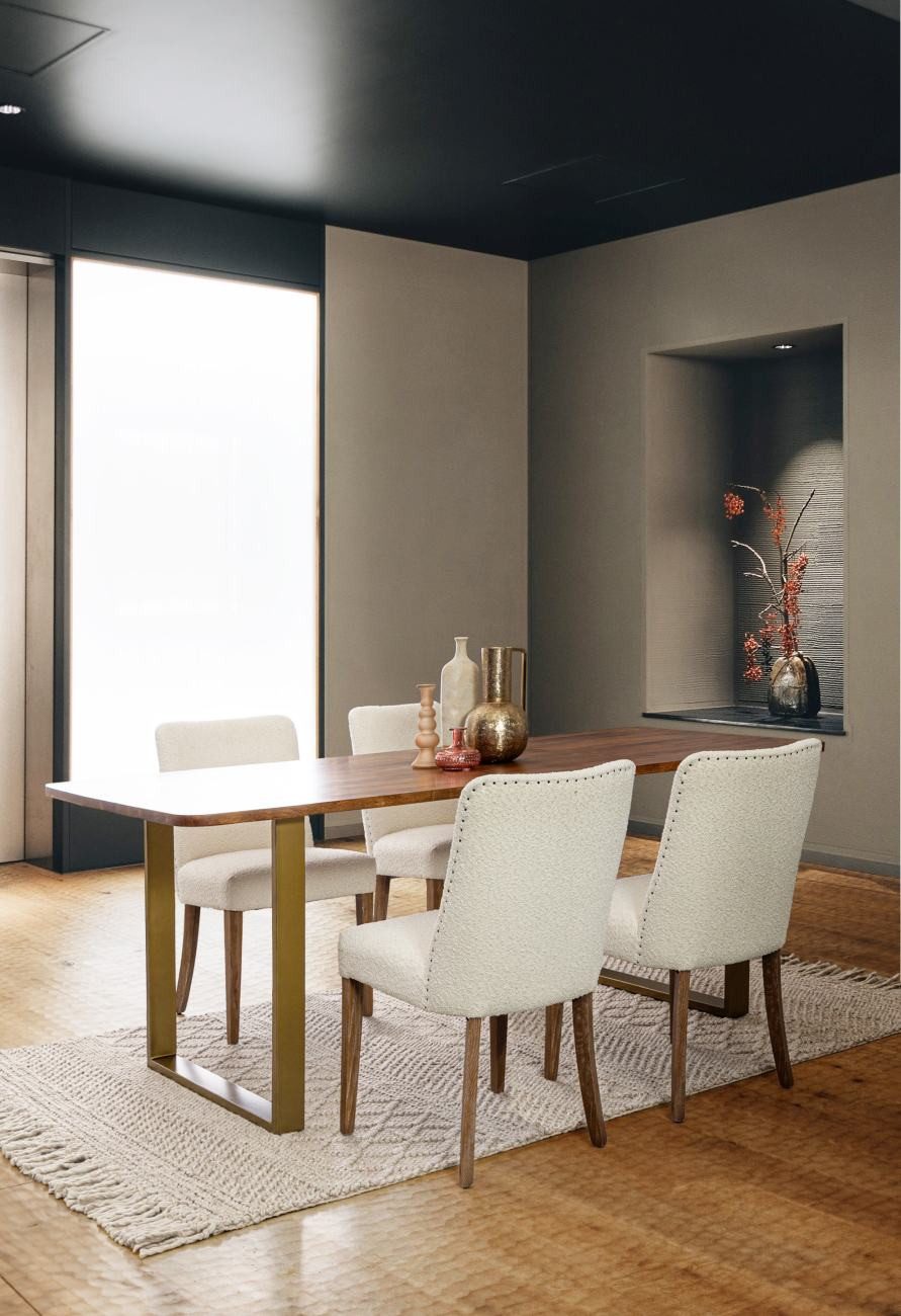 Bizzotto Stuhl Beatriz aus Bouclé-Stoff, Creme