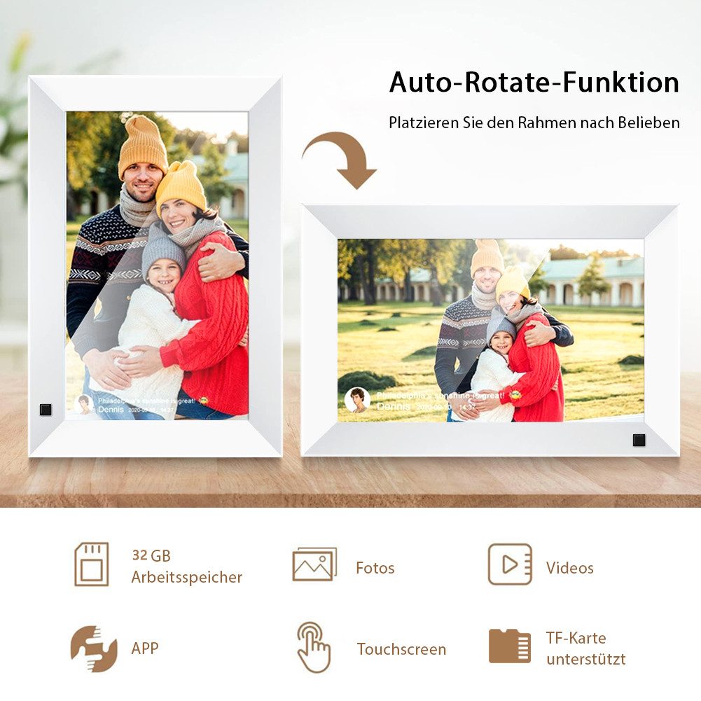 HT Digitaler Fotorahmen 10.1" und Holzfotorahmen günstig online kaufen