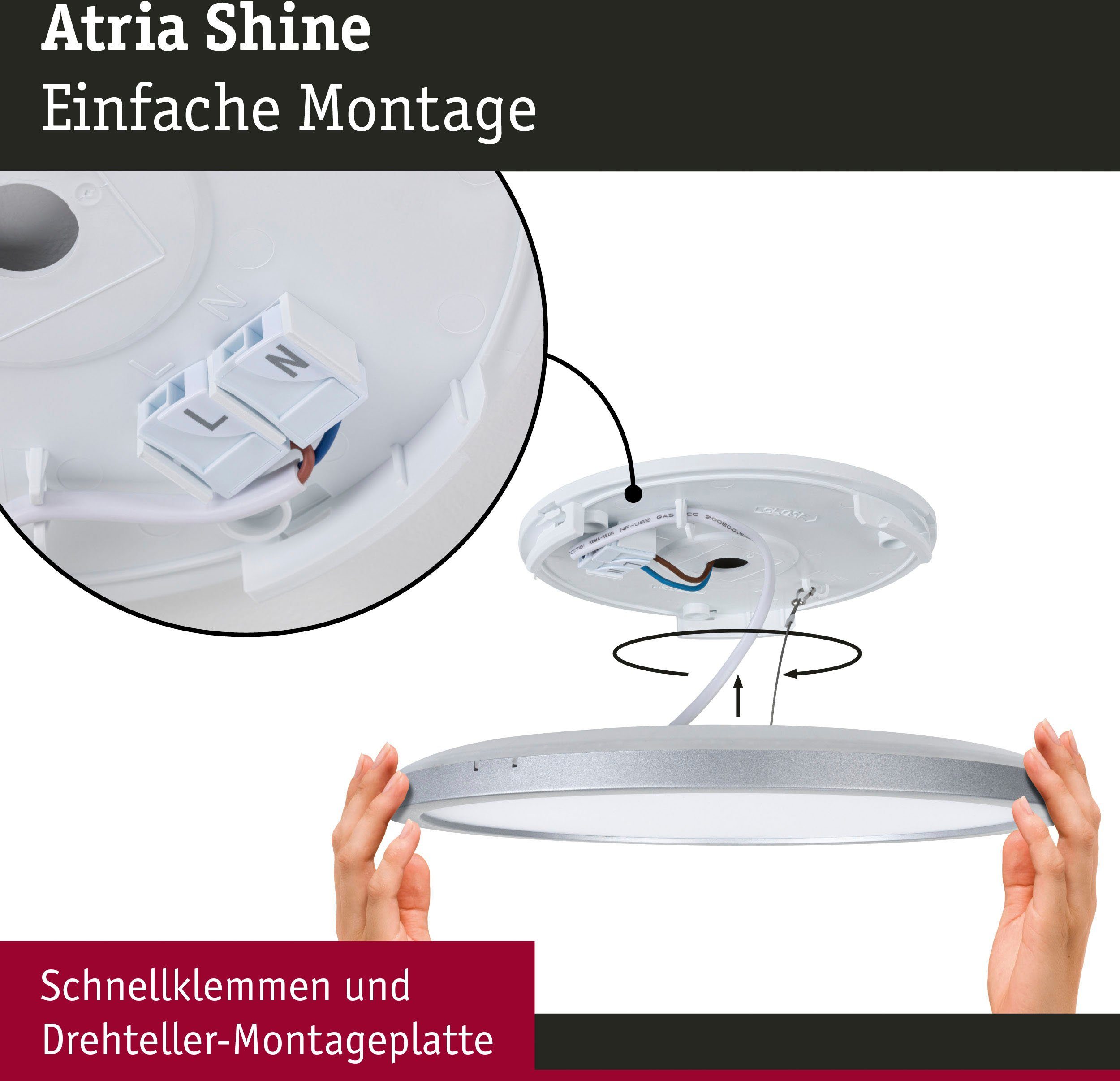 Paulmann LED Panel Atria Shine 4000K IP44 eckig, LED fest integriert, Neutralweiß, Backlight