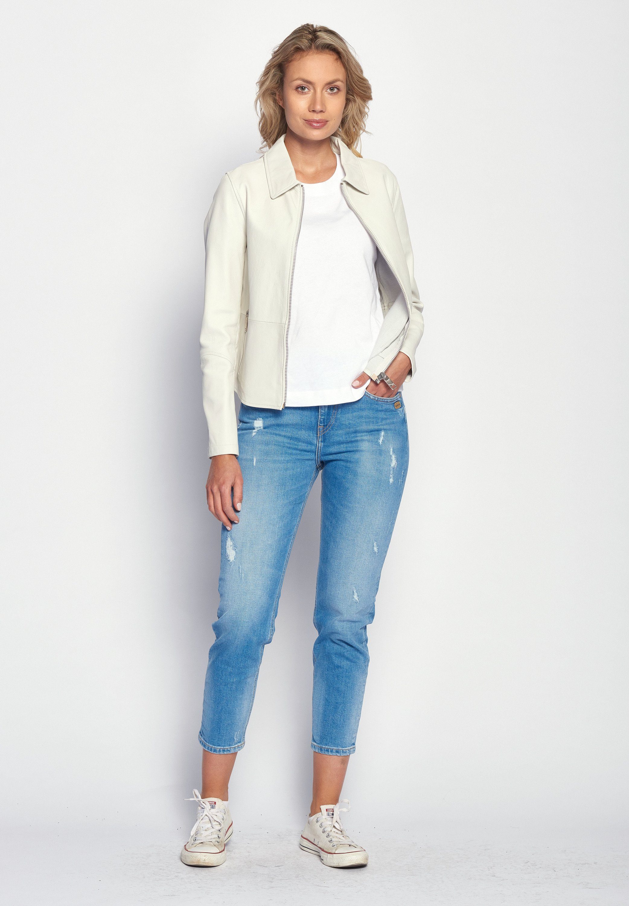 Noble Maze white Lederjacke