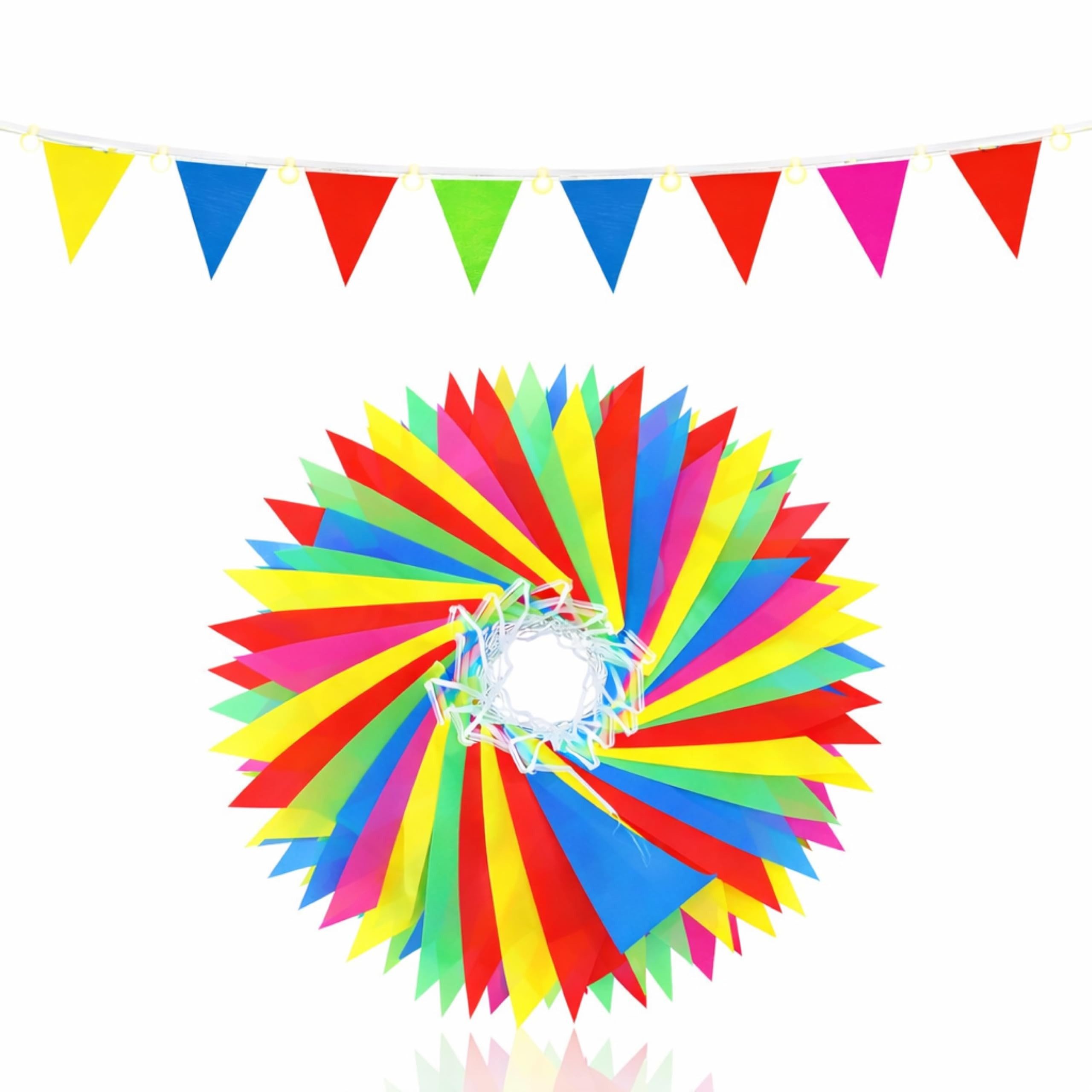 FESTIFUN Wimpelkette 100 Meter Wimpelkette bunt - XXL Girlande aus Stoff