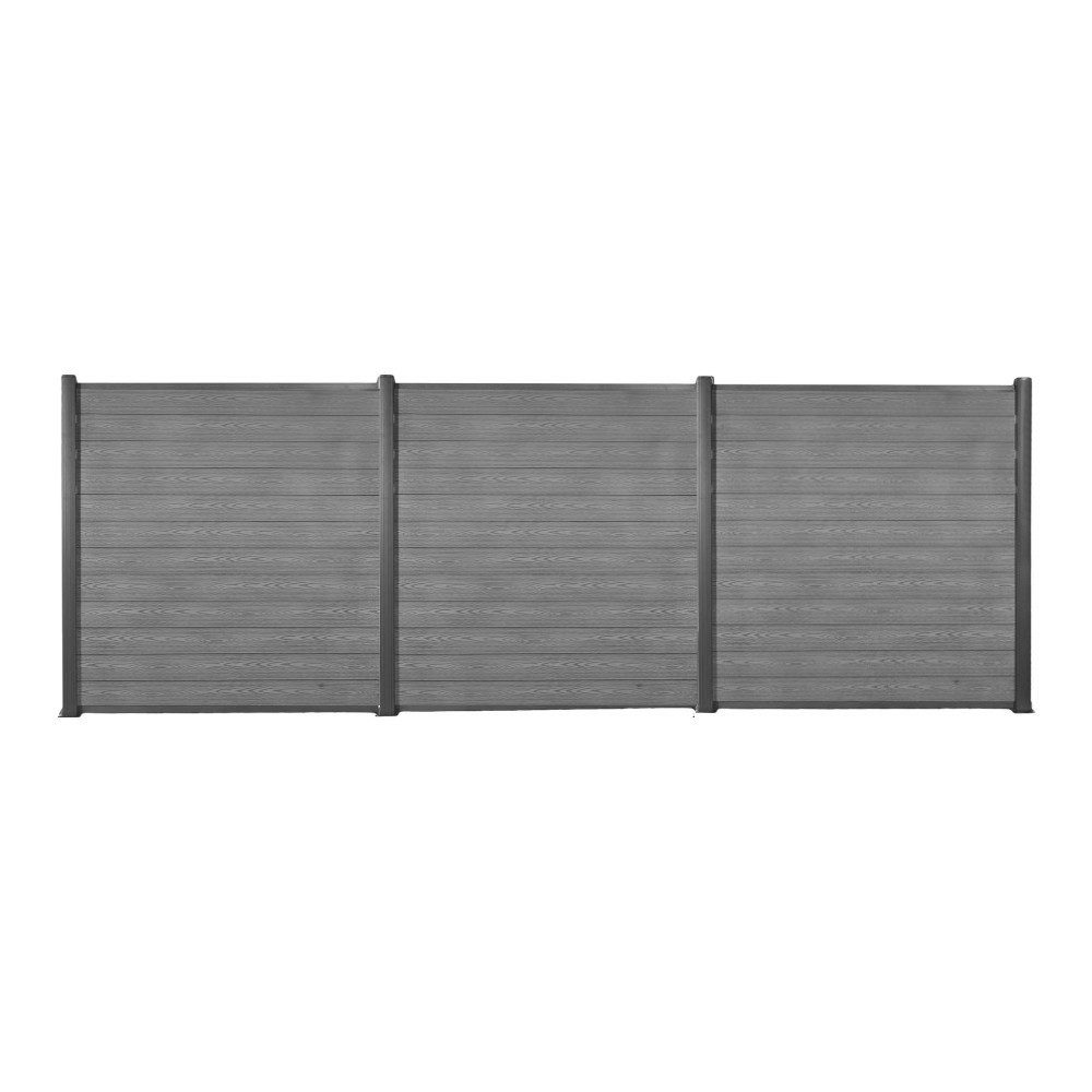 Dichtzaun WPC Zaun Premium Grau (Zum Einbetonieren)
