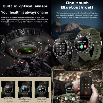 MYSHUN 1,39-Zoll-TFT-Farbbildschirm Smartwatch (1,39 Zoll, Android iOS), Uhren Fitnes Tracker 100+ Sportmodi Aktivitätstracker 5ATM Wasserdicht