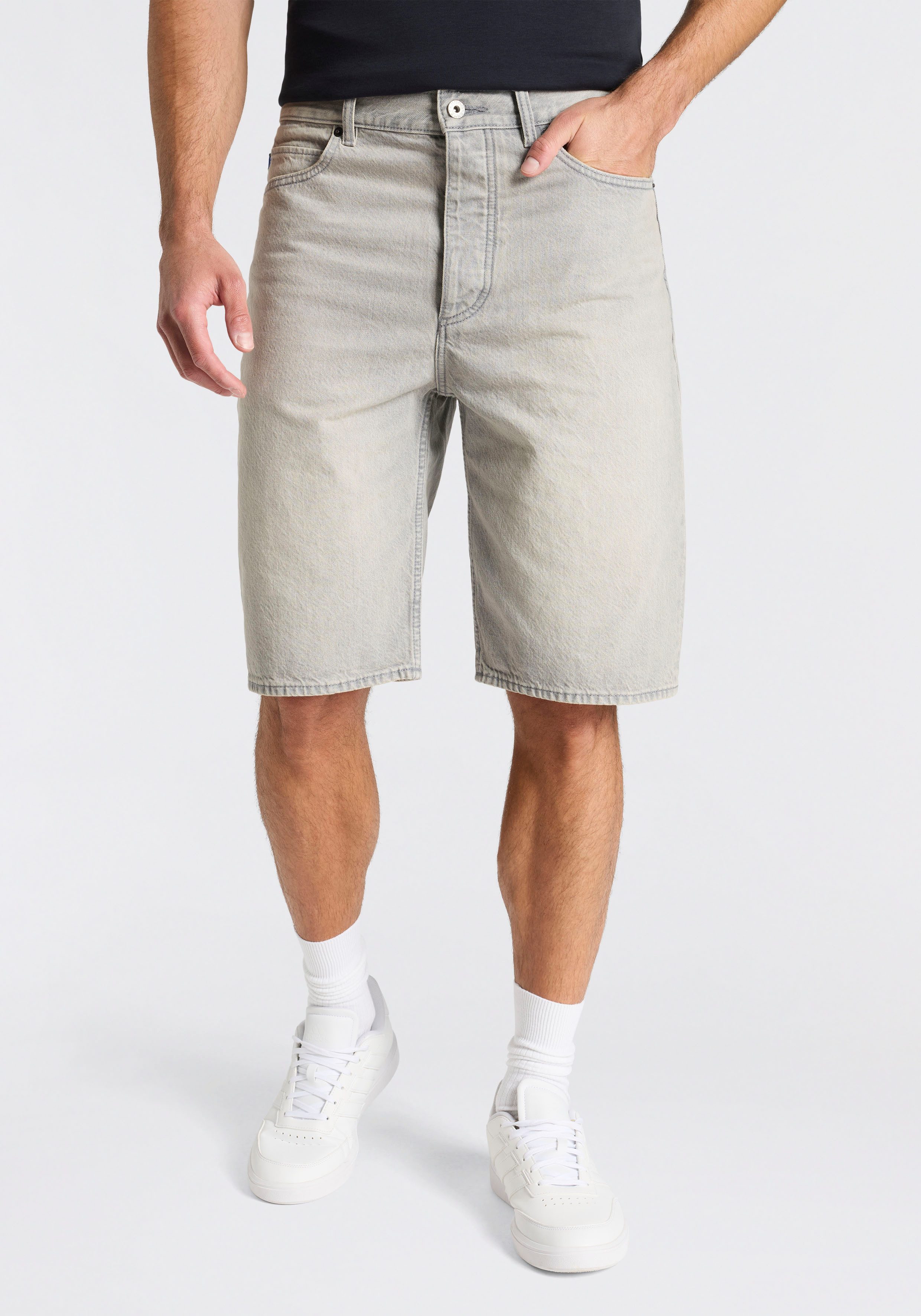 HUGO Skaterbermudas Vintage grey stone washed, Regular Fit, reine Baumwolle