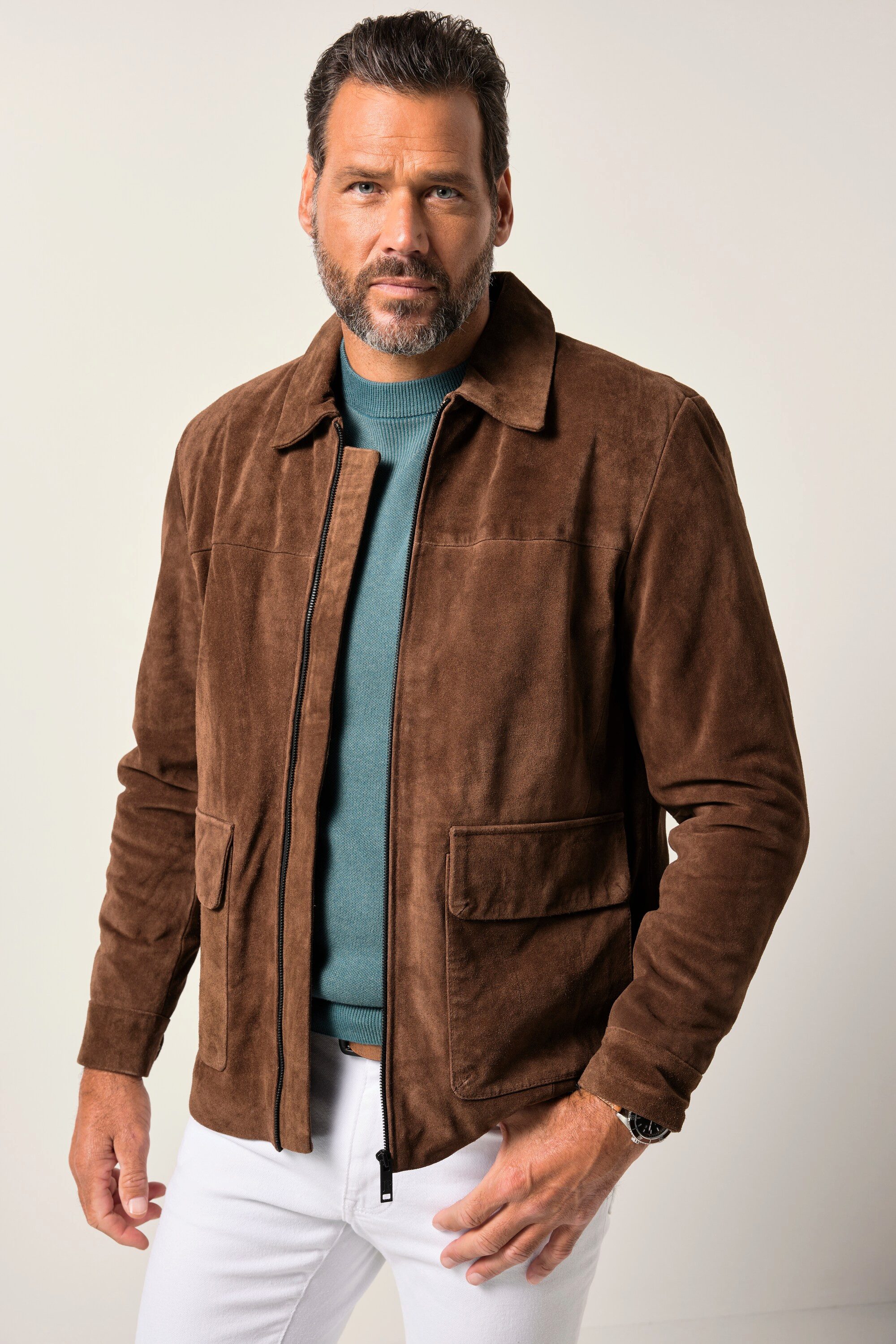 JP1880 Lederjacke Lederjacke kerniges Rindvelourleder