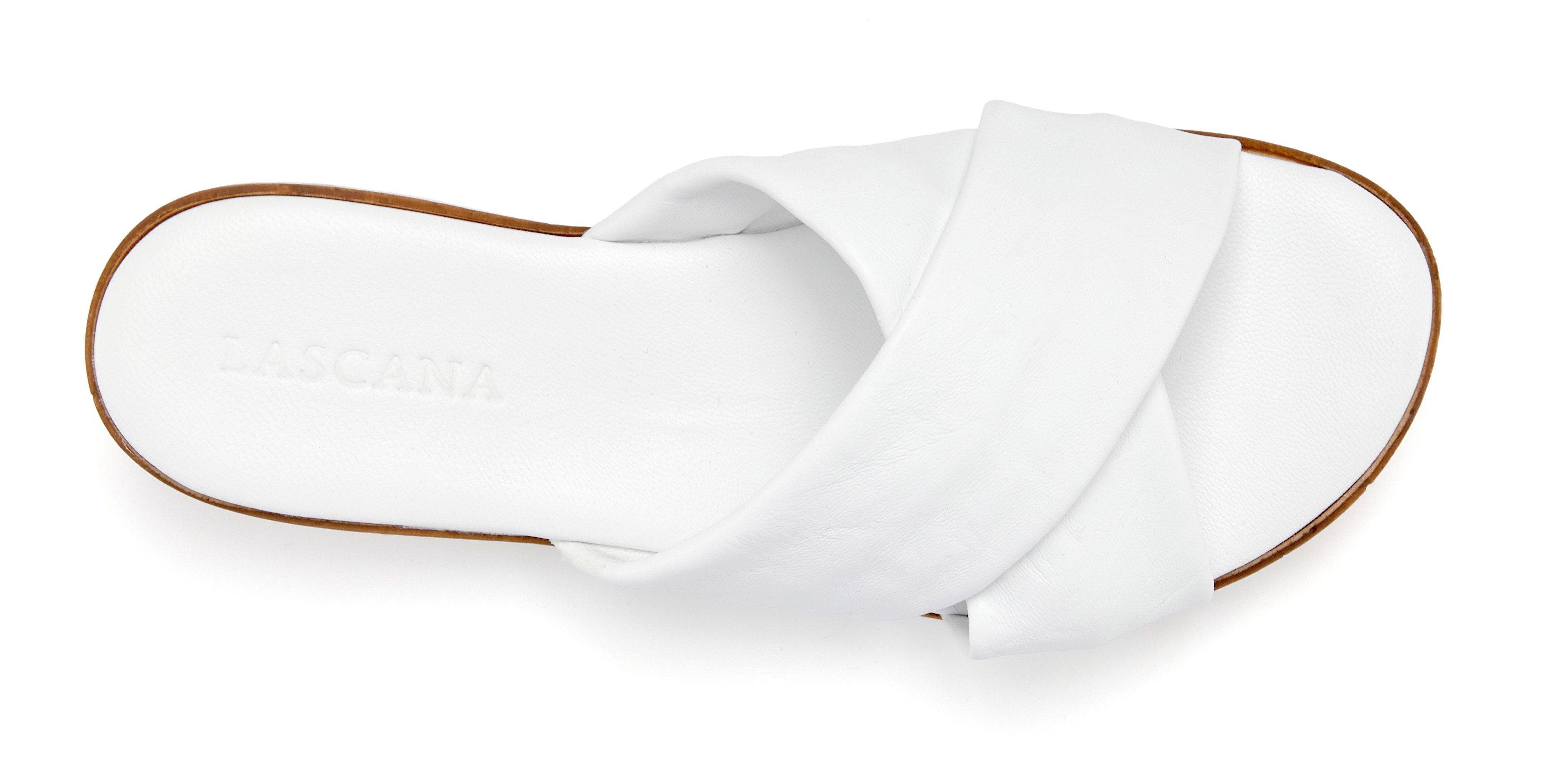 LASCANA Sandale, Sommerschuh, Mule, offener Schuh, Pantolette NEU aus Leder mit dezentem Keilabsatz