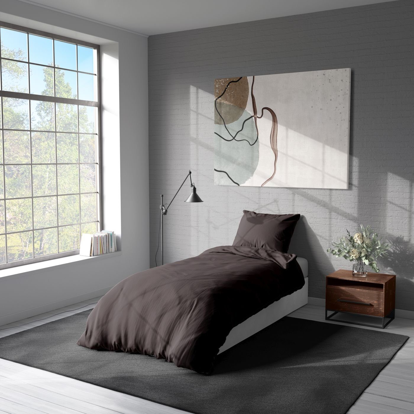 soma Bettwäsche Set Renforcé 135x200 Baumwolle uni braun, Bettbezug Kopfkis günstig online kaufen