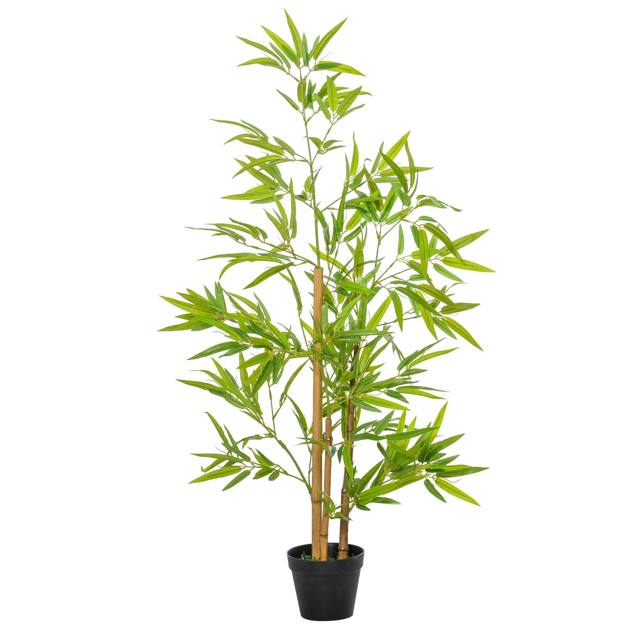 cm, Outsunny, Topf 120cm Künstliche Pflanze Kunstbaum 120 Bambus Kunstpflanze Künstliche Bambus, Höhe Baumdekoration im