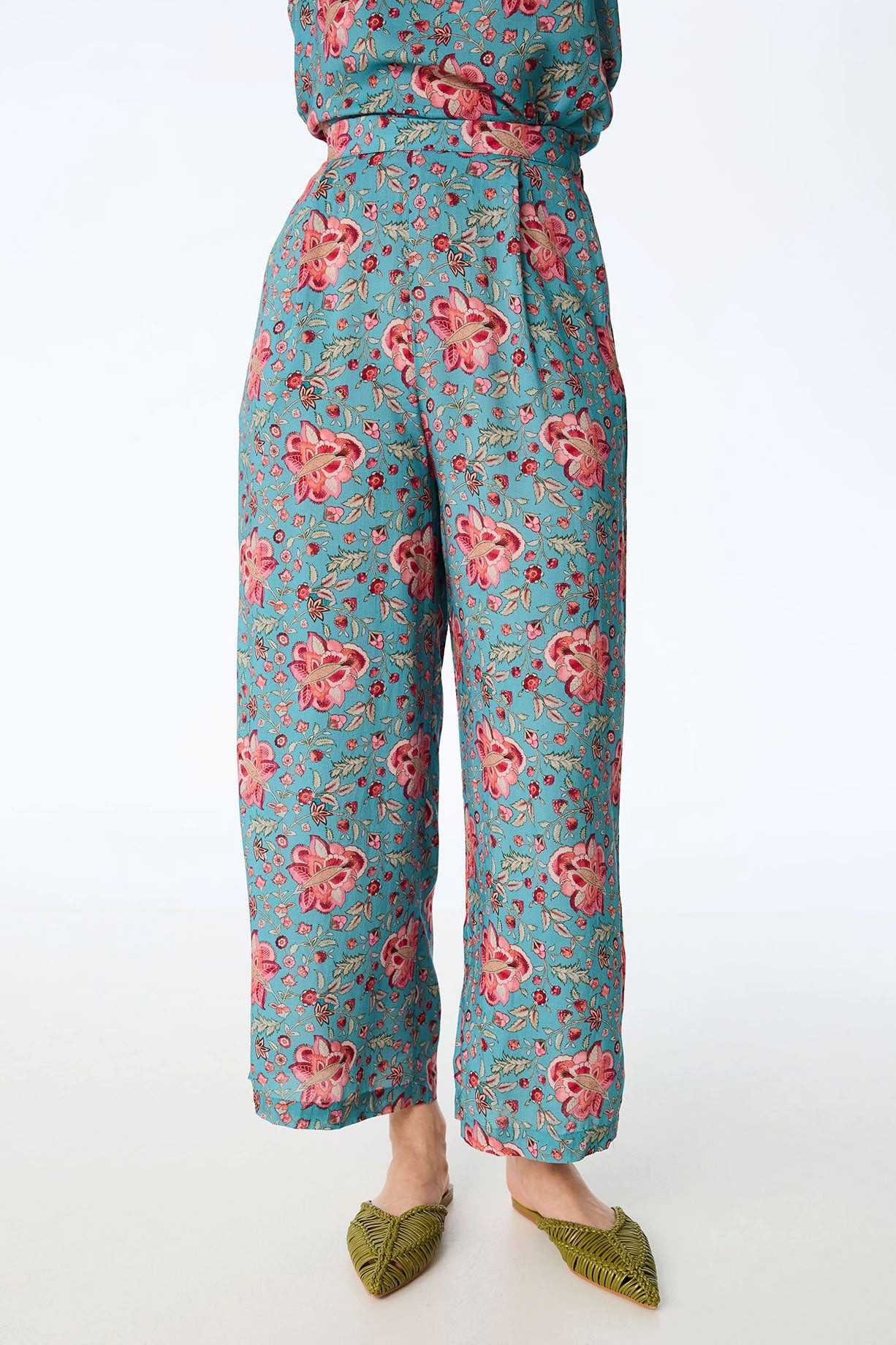 Himalaya Clothing Stoffhose Palazzo-Hose aus Modal in Türkis mit floralem Print