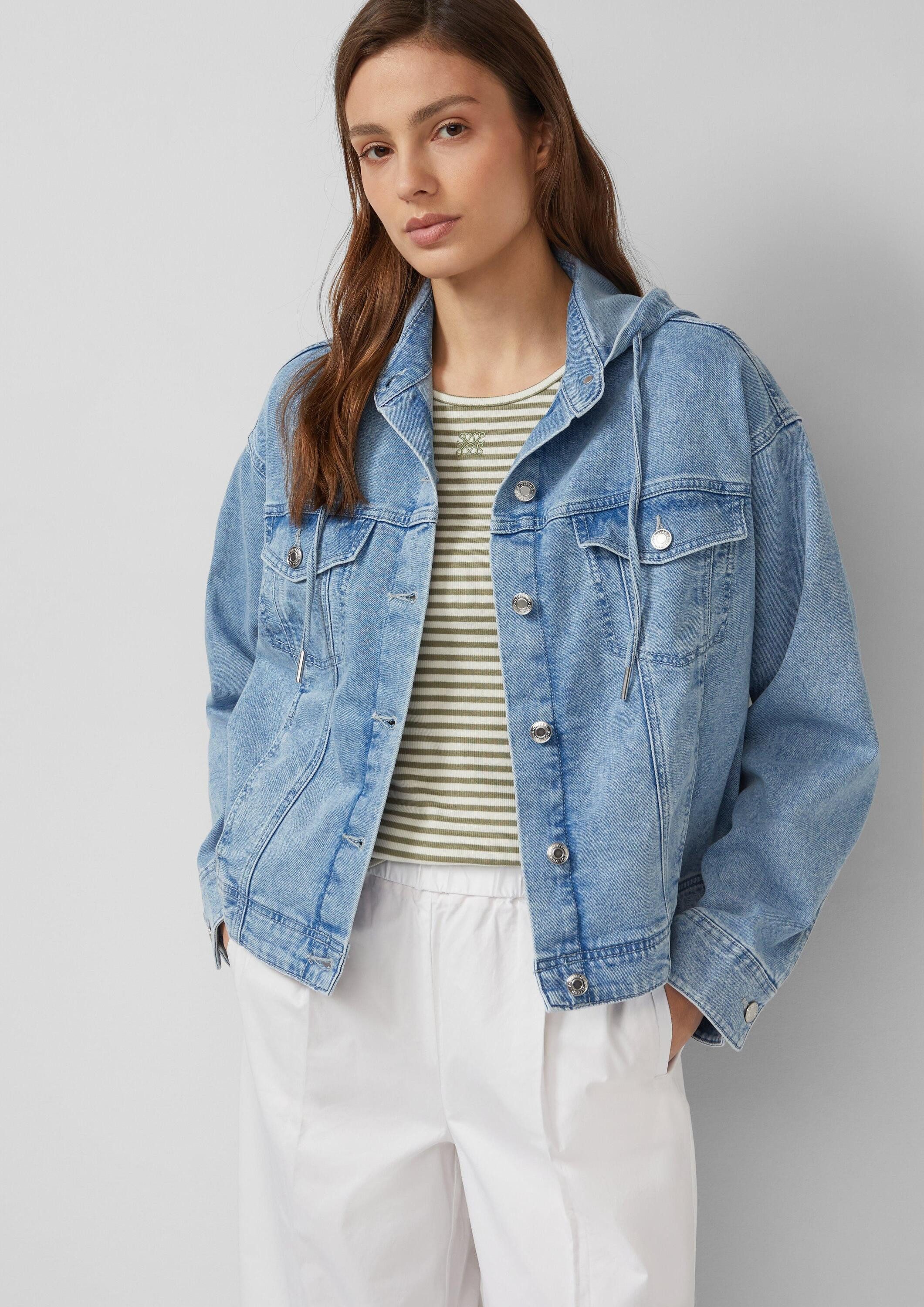 s.Oliver Funktionsjacke Indoor-Jacke Denim-Jacke mit Kapuze im Relaxed Fit